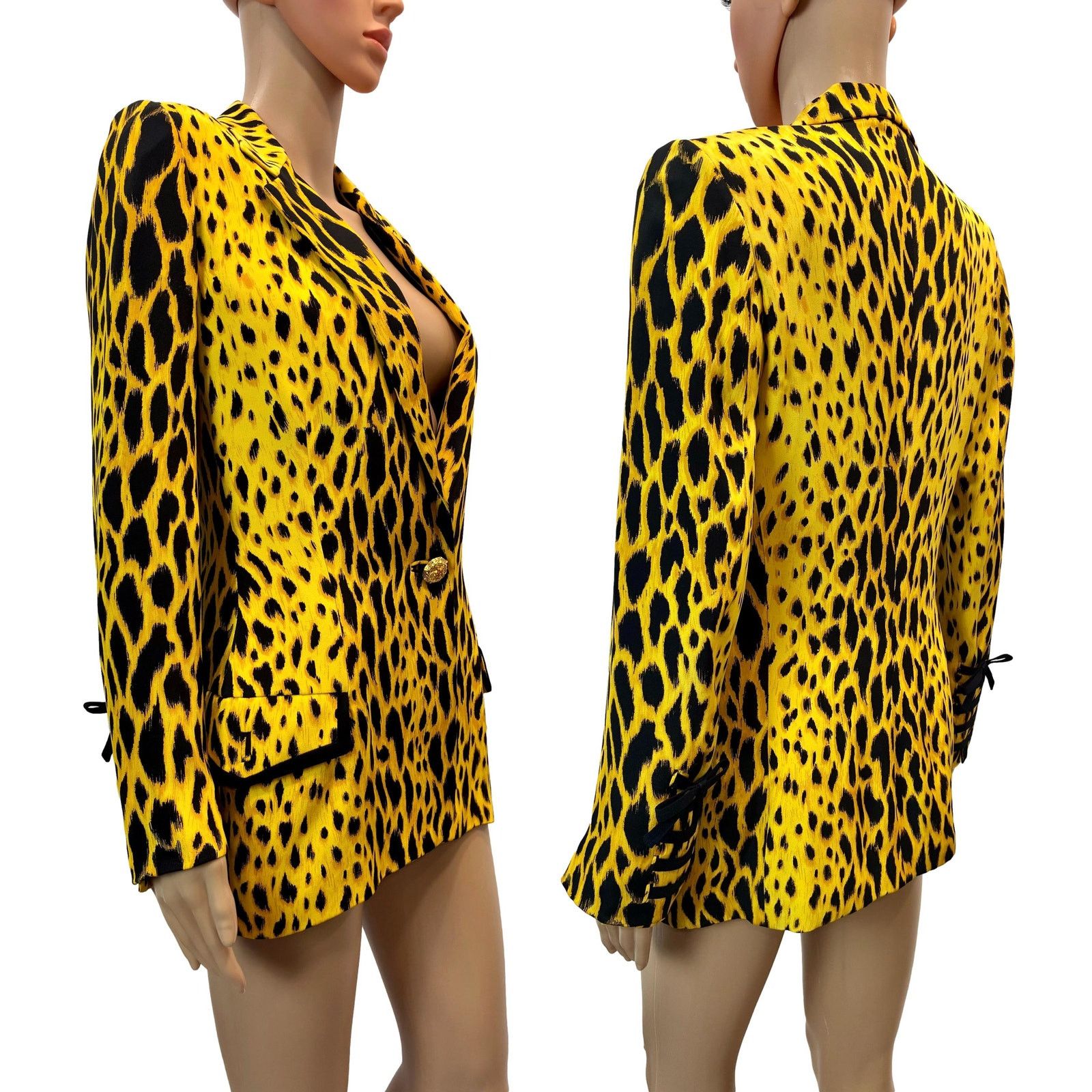 Versace × Vintage Gianni Versace Couture SS1992 Leopard Silk Blazer Size XS / US 0-2 / IT 36-38 - 12 Thumbnail