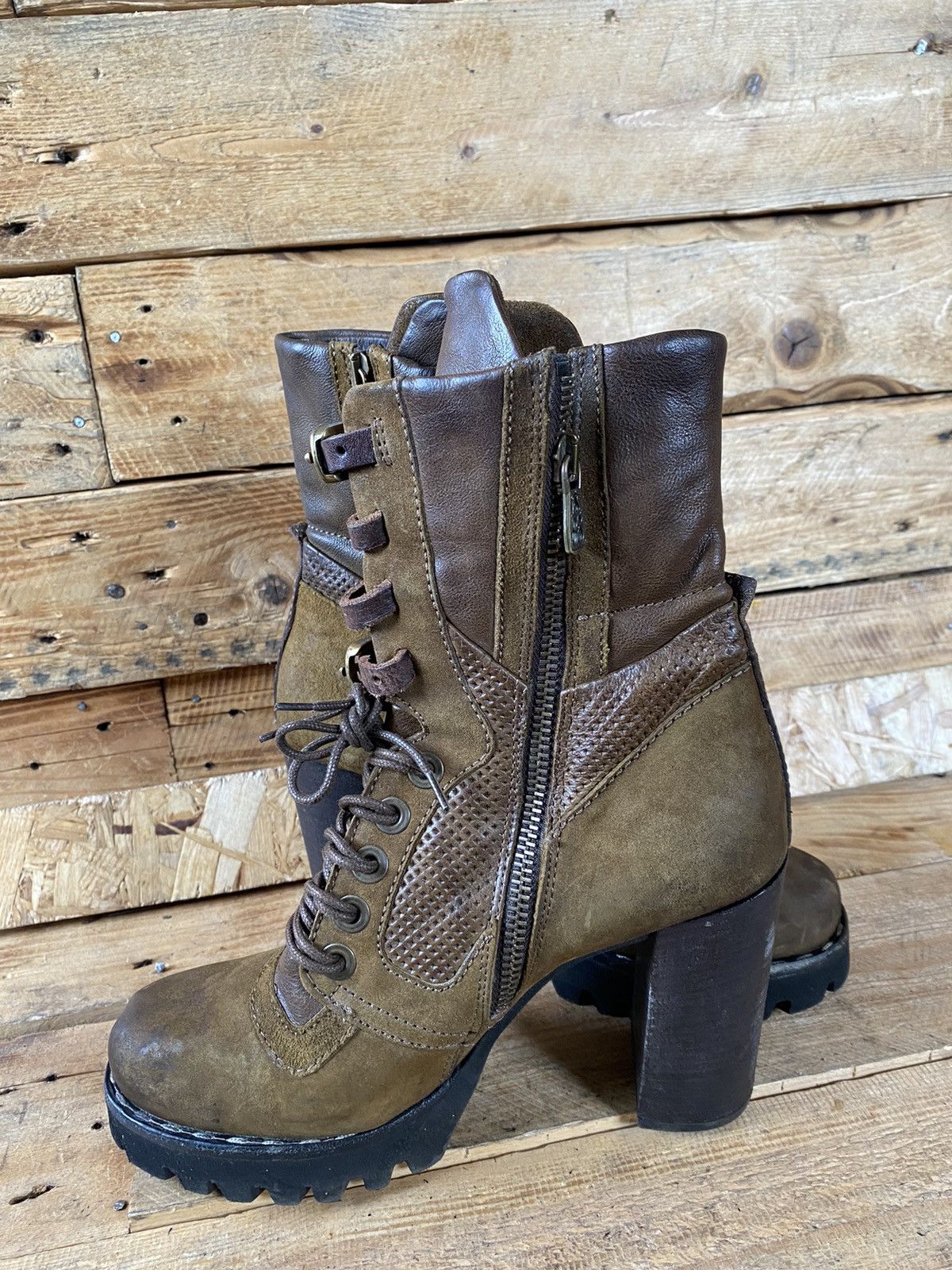 Vintage As 98 olive green heeled boots Size US 7 / IT 37 - 10 Thumbnail