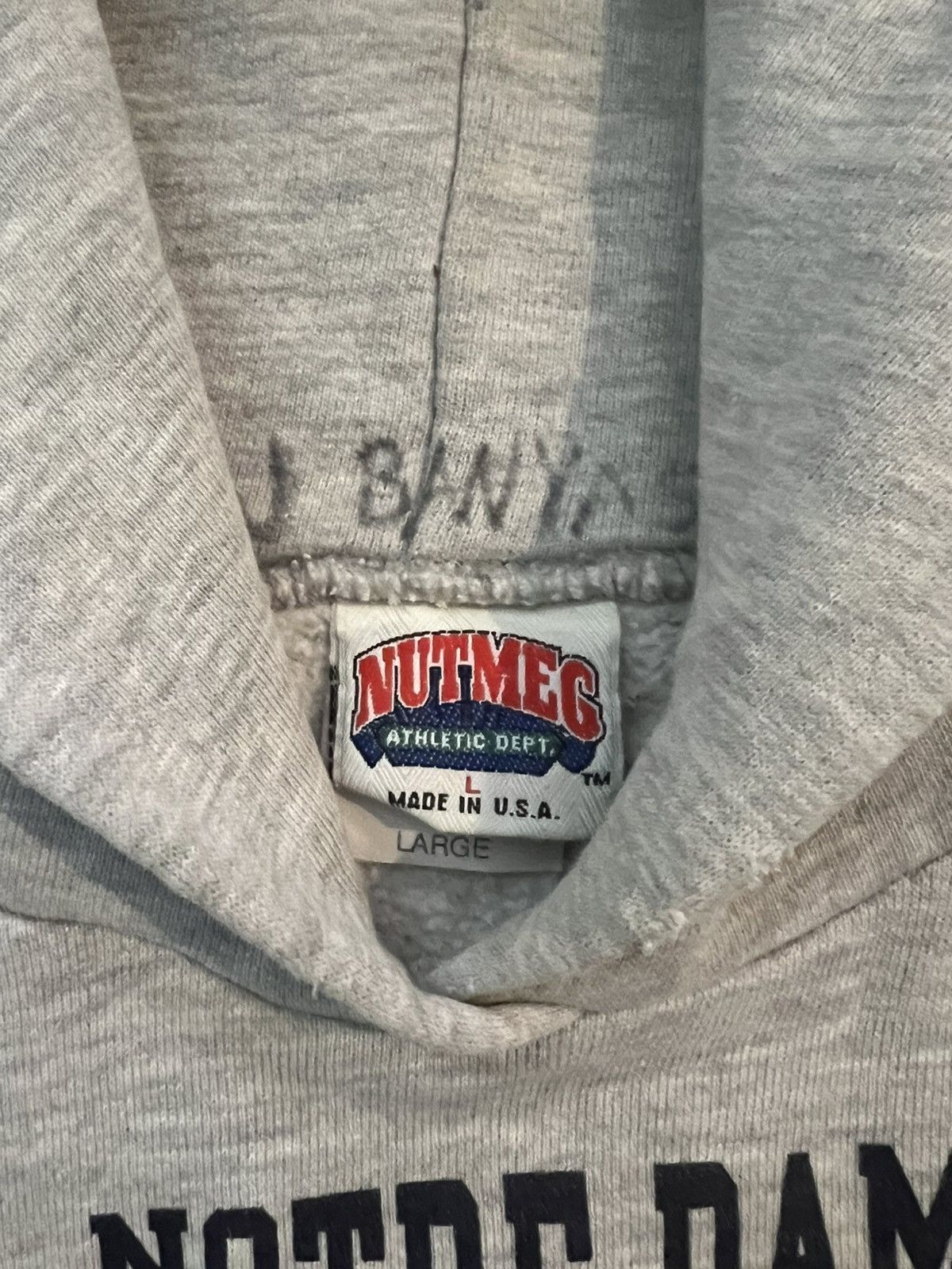 Nutmeg Vintage 1980s Notre Dame Hoodie, Grey Size US L / EU 52-54 / 3 - 3 Thumbnail