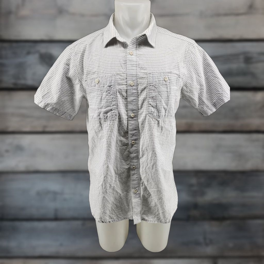 Mountain Hardwear Mountain Hardwear Shirt Mens Large White Gray Stripes Short Sleeve Button Front Size US L / EU 52-54 / 3 - 1 Thumbnail