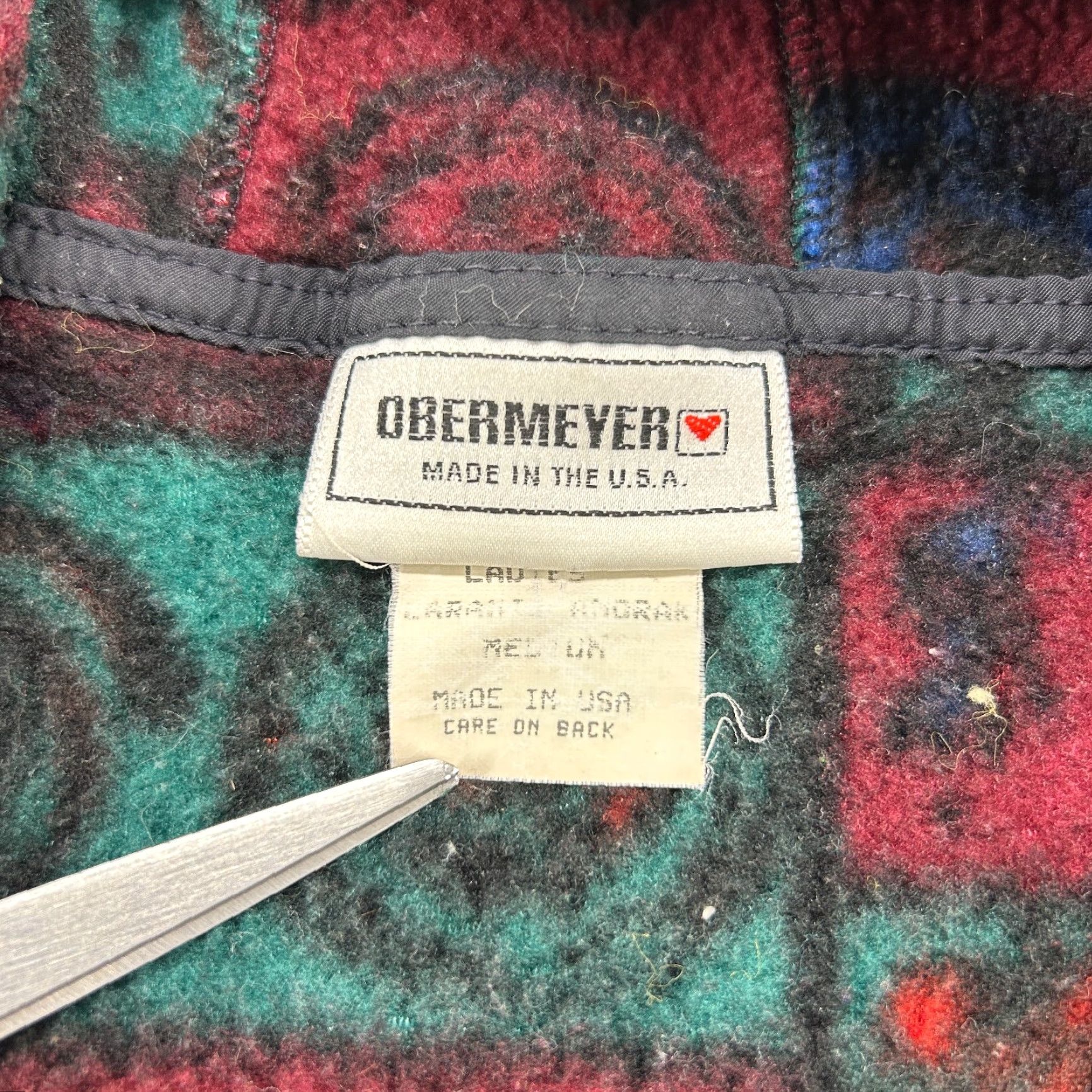 Obermeyer VINTAGE Obermeyer Jacket Womens M Red Green 1/2 Zip Tribal Fleece Abstract 90s Size M / US 6-8 / IT 42-44 - 4 Thumbnail