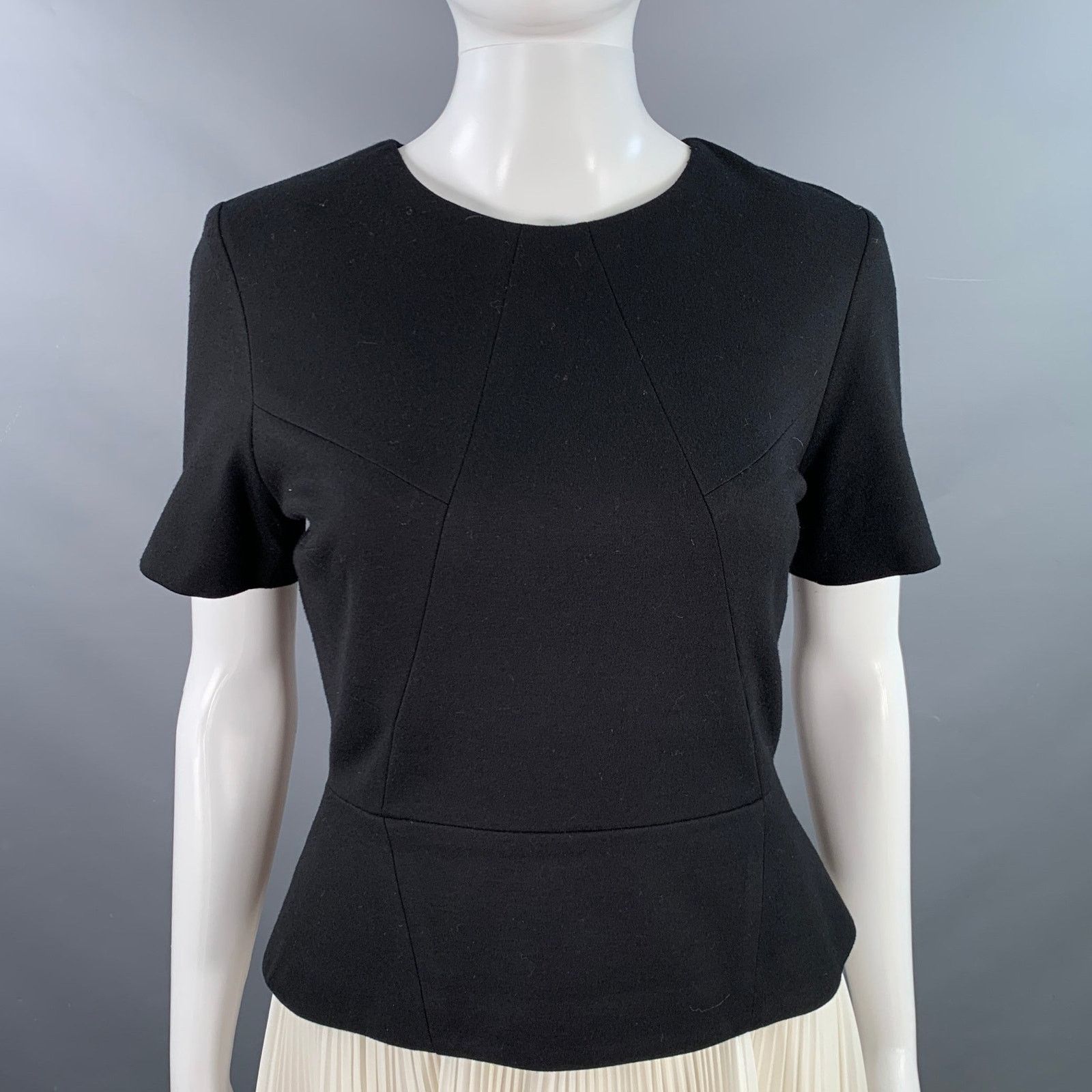 Jason Wu 6 Black White Color Block Short Sleeve Peplum Pleated Dress Size M / US 6-8 / IT 42-44 - 2 Thumbnail