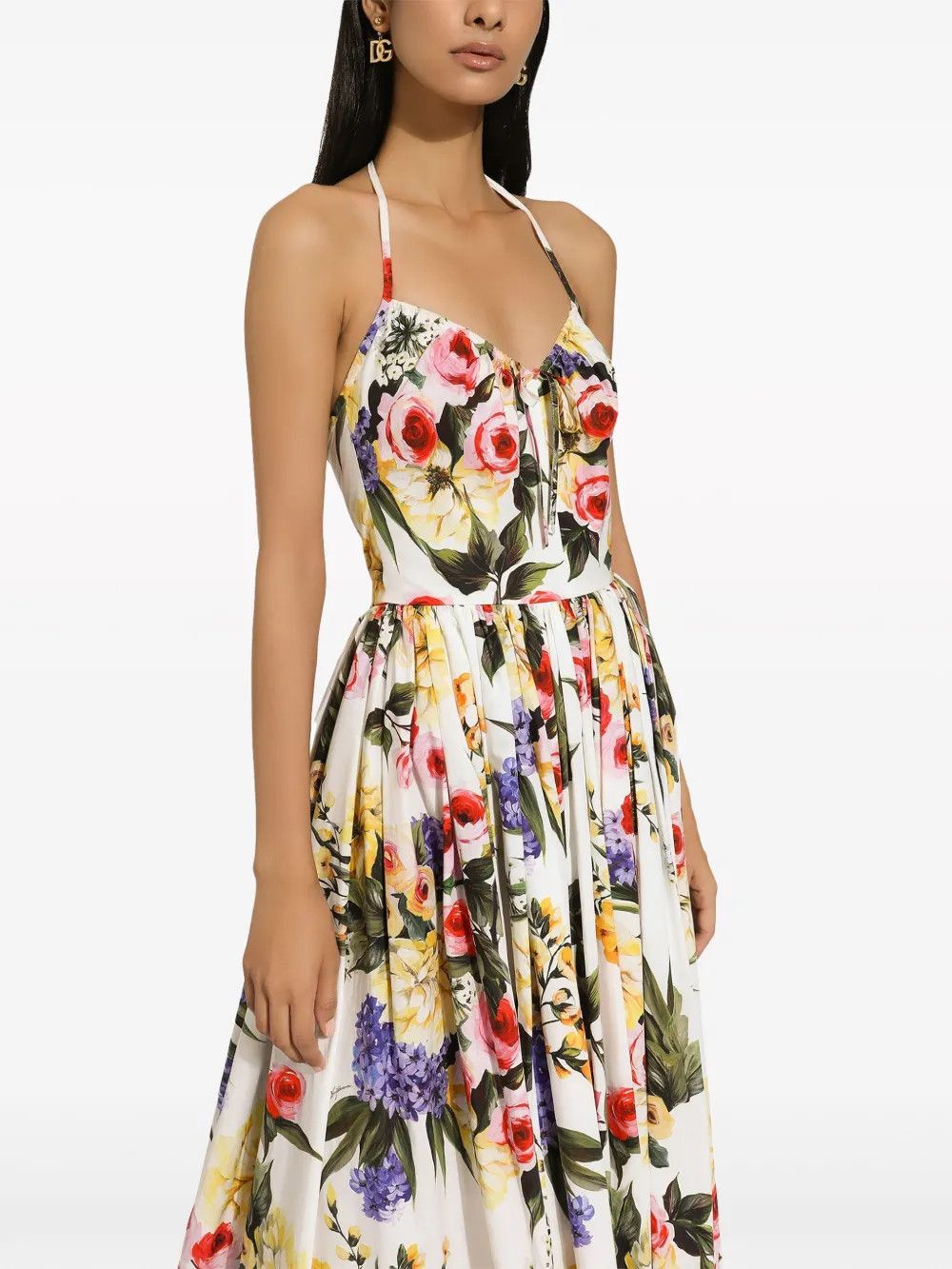Dolce & Gabbana o1y0825 Floral-Print Midi Dress in Multicolor Size L / US 10 / IT 46 - 4 Thumbnail