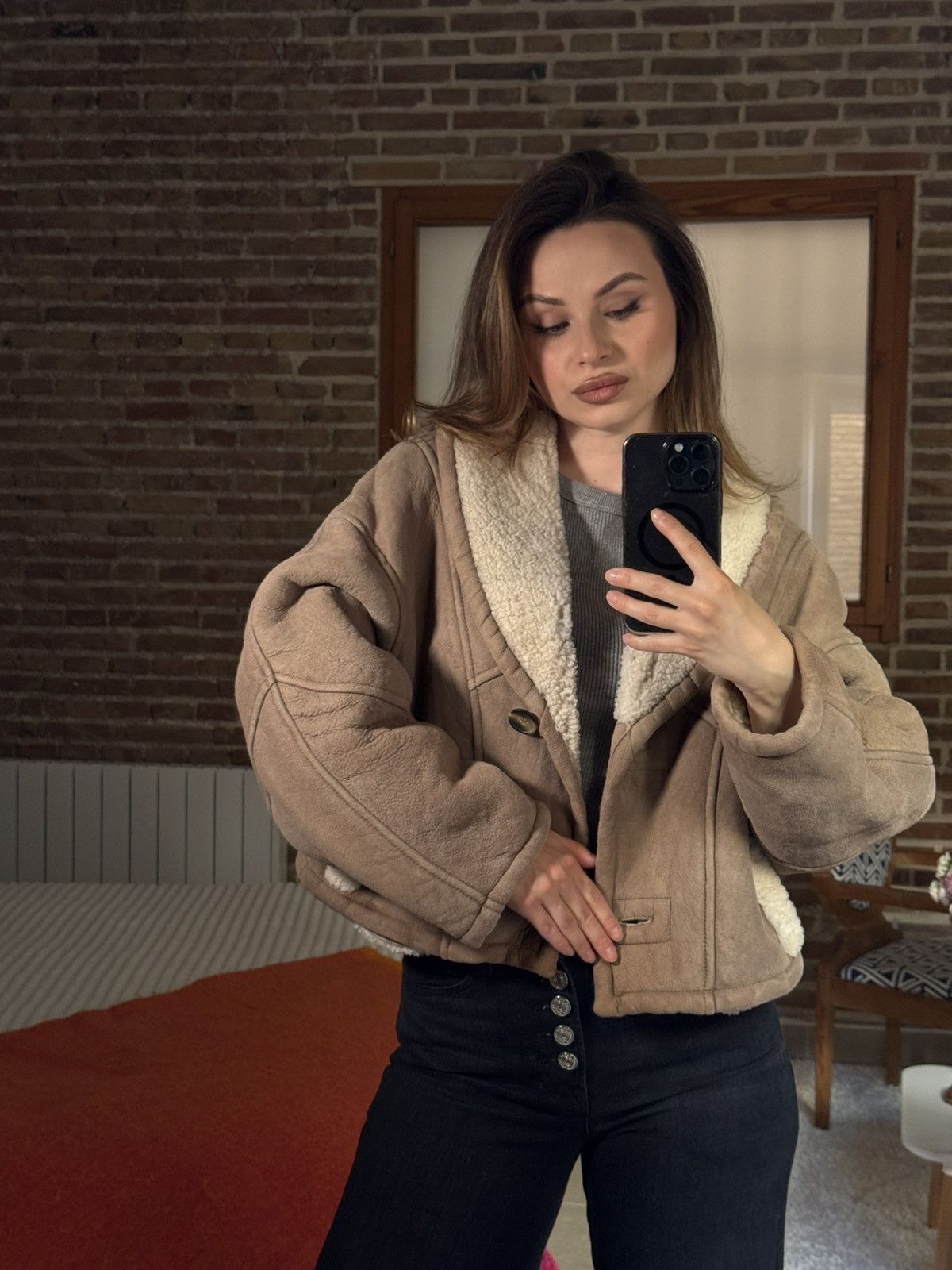 Other Furfuza Shearling Lambskin Jacket Beige Size S / US 4 / IT 40 - 6 Thumbnail