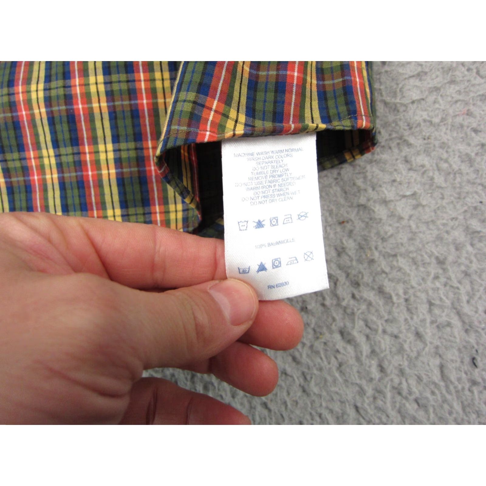 Lands' End Lands' End Shirt Adult 17.5 Green Yellow Blue Oxford Button Up Cotton 90s Mens Size US XXL / EU 58 / 5 - 5 Thumbnail