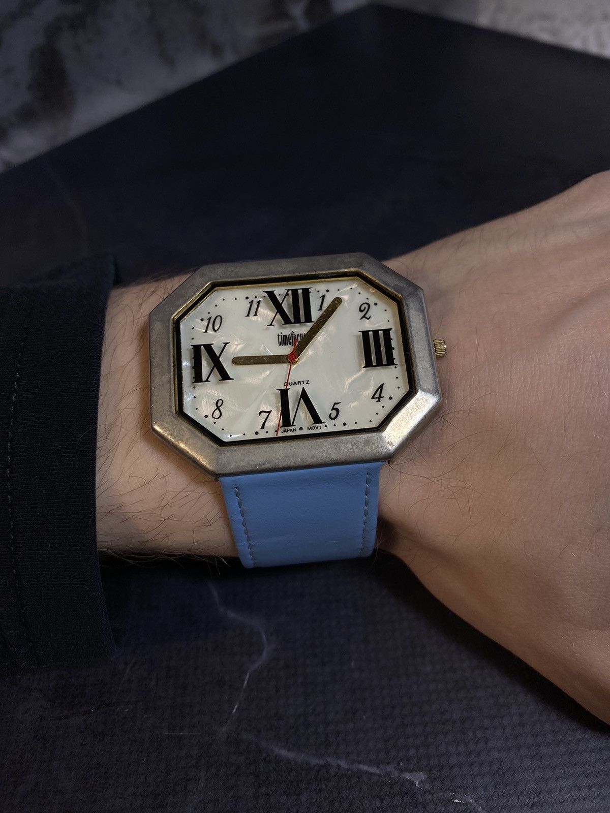 Vintage Octagonal Watch with Roman Numerals Japanese brand