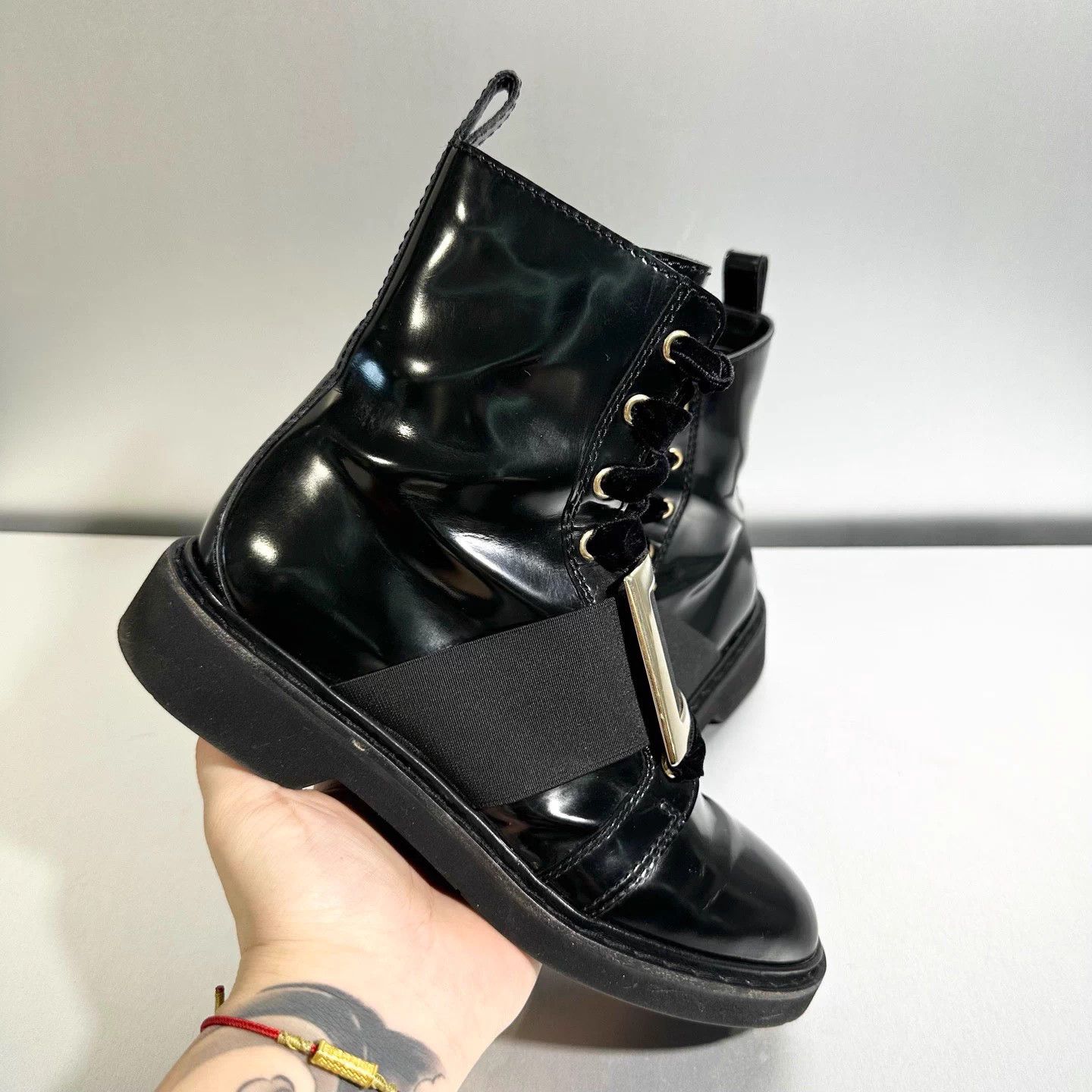 Roger Vivier RV Black Patent Leather Buckle Martin Boots 37 Size US 6 / IT 36 - 8 Thumbnail