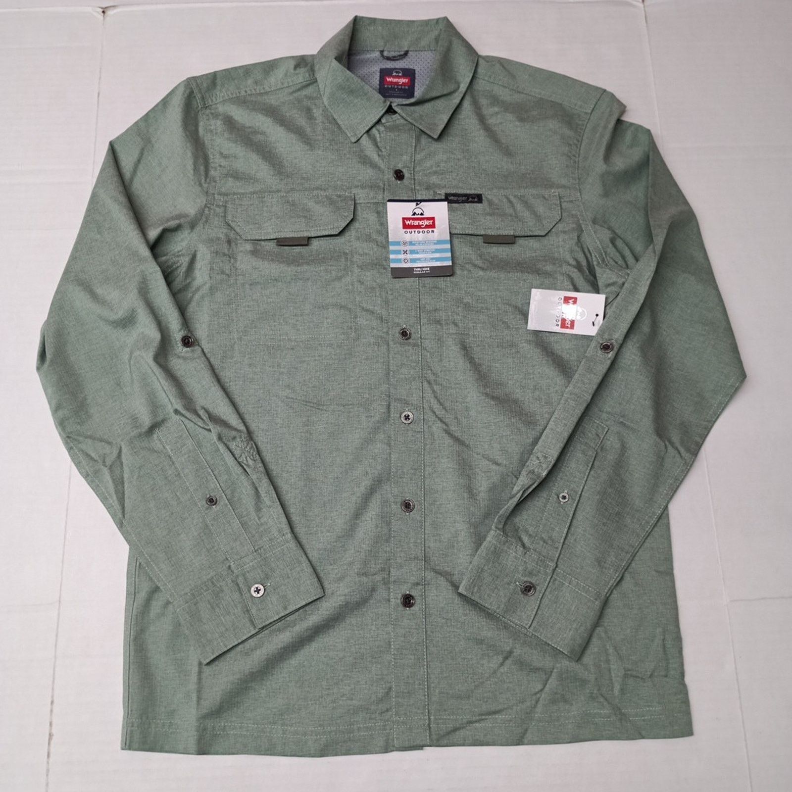 Wrangler Wrangler Men's S Green Hike Shirt Vented Roll Tab UPF 40+ Size US S / EU 44-46 / 1 - 1 Thumbnail