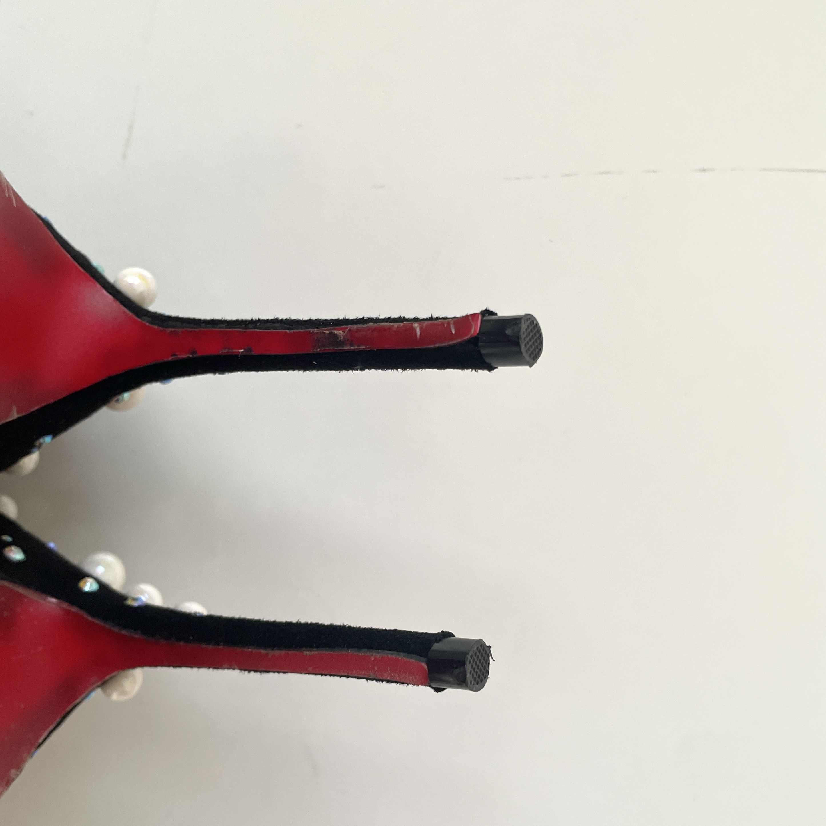 Christian Louboutin RARE 👠 Christian Louboutin Black Suede Embellished Pump Size US 5 / IT 35 - 13 Thumbnail