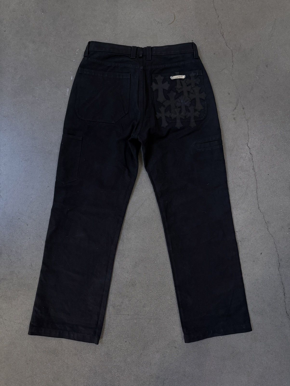 Chrome Hearts RARE!Chrome Hearts Cemetery Cross Leather Patch Cargo Pants Size US 31 - 1 Thumbnail