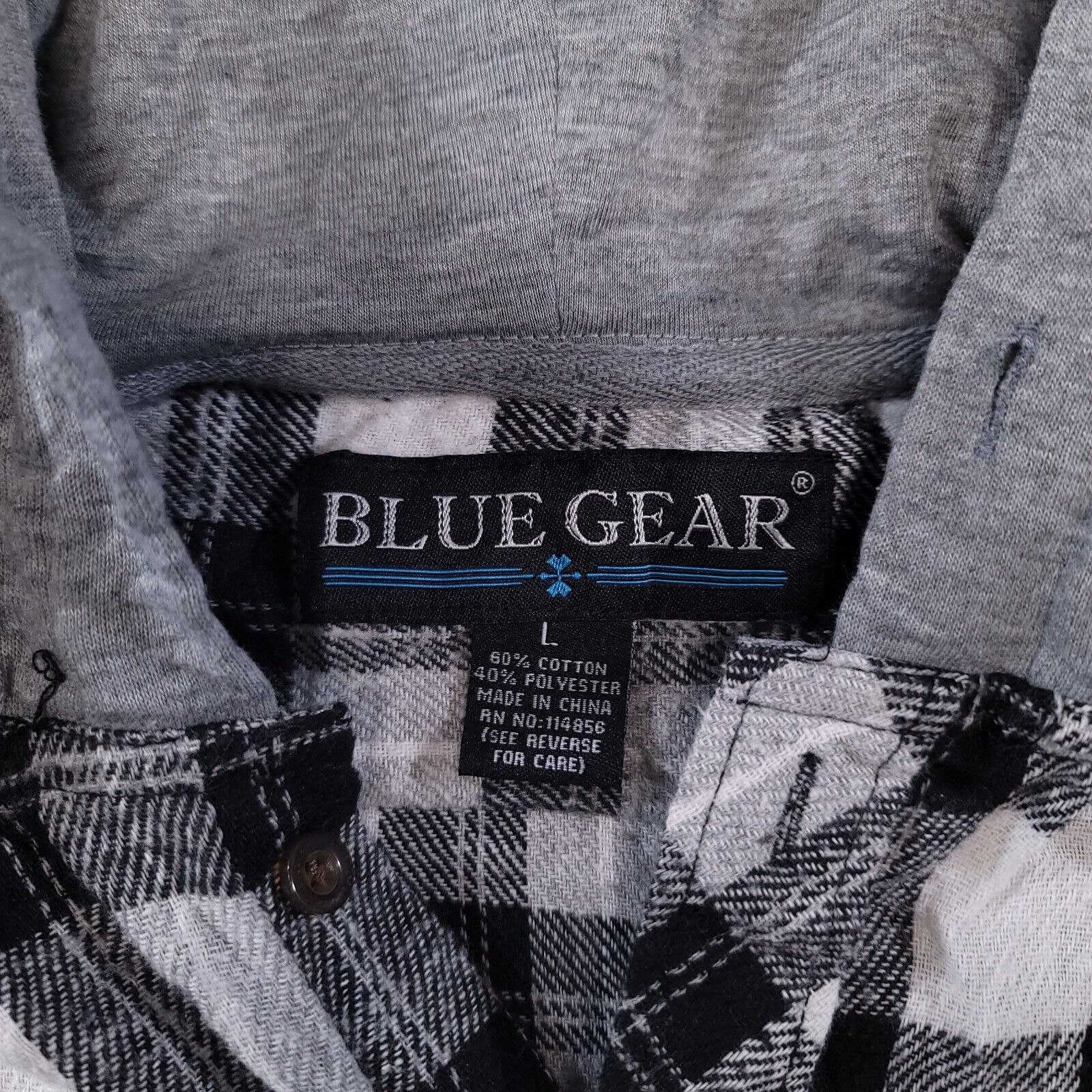 Blue Gear Blue Gear Long Sleeve Hoodie Mens Size Large L Black Plaid Size US L / EU 52-54 / 3 - 3 Thumbnail