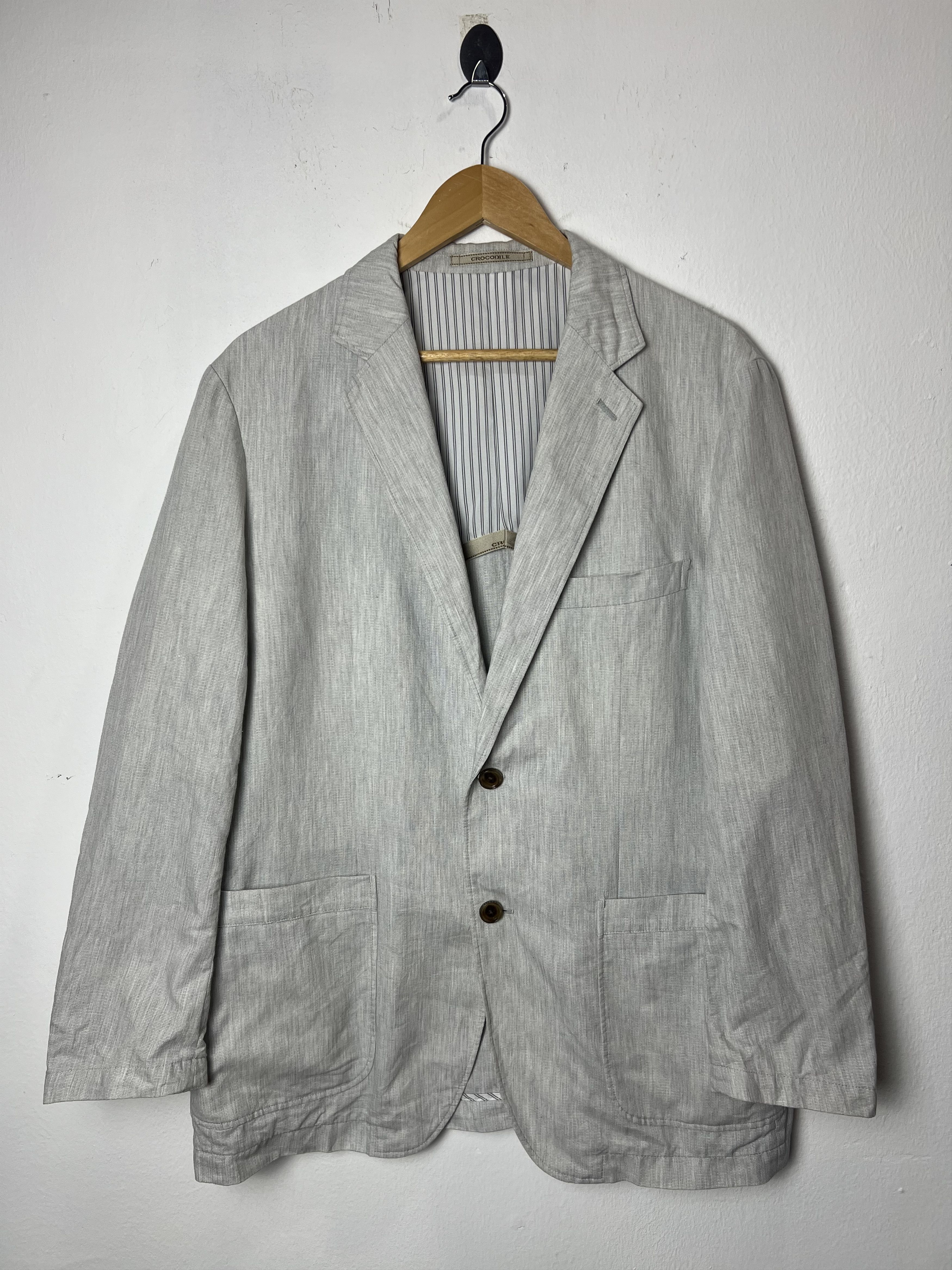 Japanese Brand Vintage Crocodile Light Grey Blazer Size US L / EU 52-54 / 3 - 1 Thumbnail