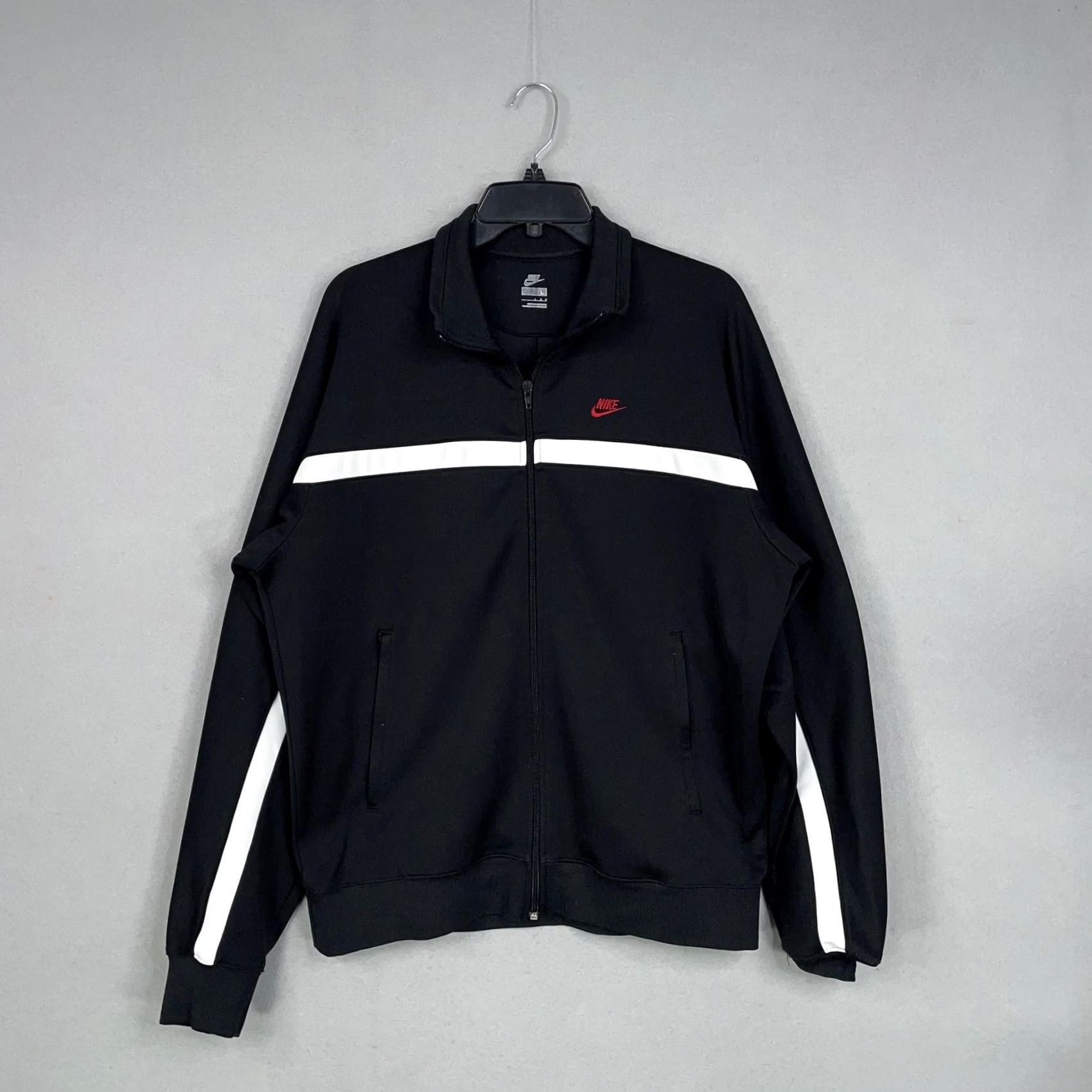 Nike Nike Jacket Track Jacket Mens Large Black White Full Zip Swoosh Striped 90s Athletic Mens Size US L / EU 52-54 / 3 - 2 Thumbnail