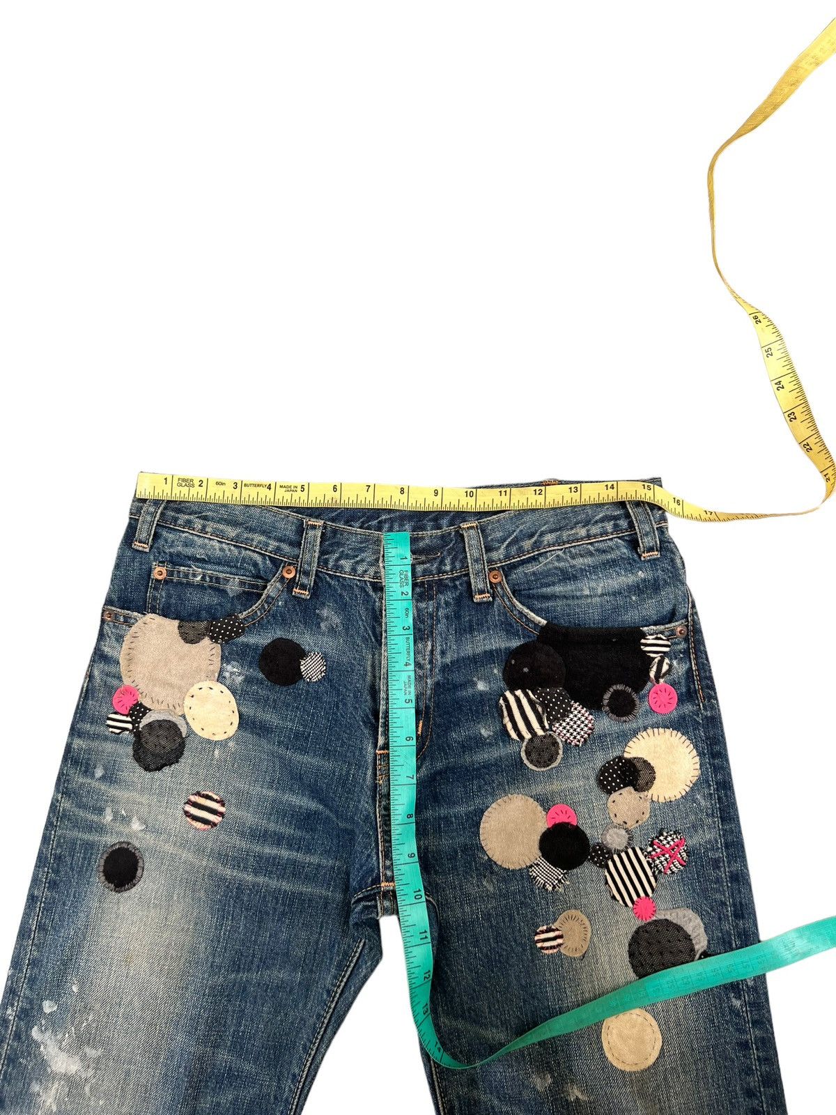 Vintage Vintage RNA Japan Distress Patchwork Mud Denim Flare Jeans Size US 29 - 3 Thumbnail