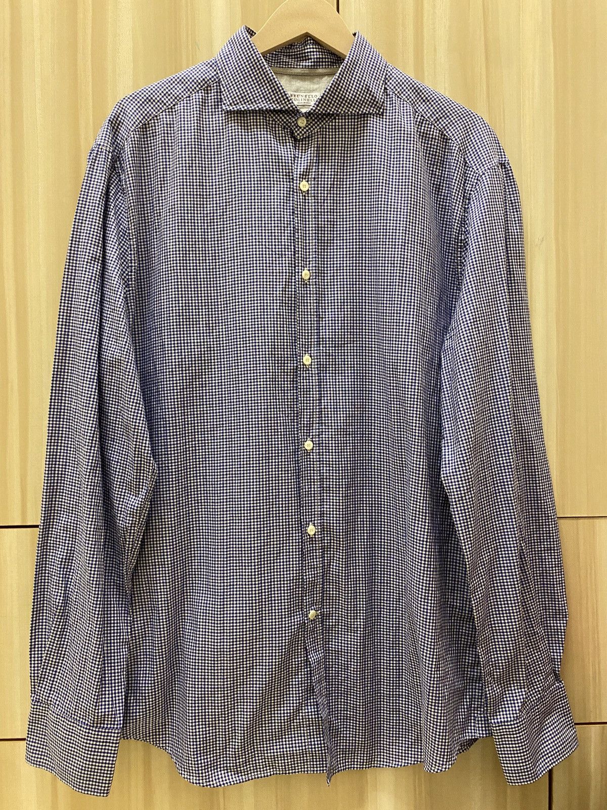 Brunello Cucinelli Brunello Cucinelli Slim Fit Check Shirt Size US L / EU 52-54 / 3 - 1 Thumbnail