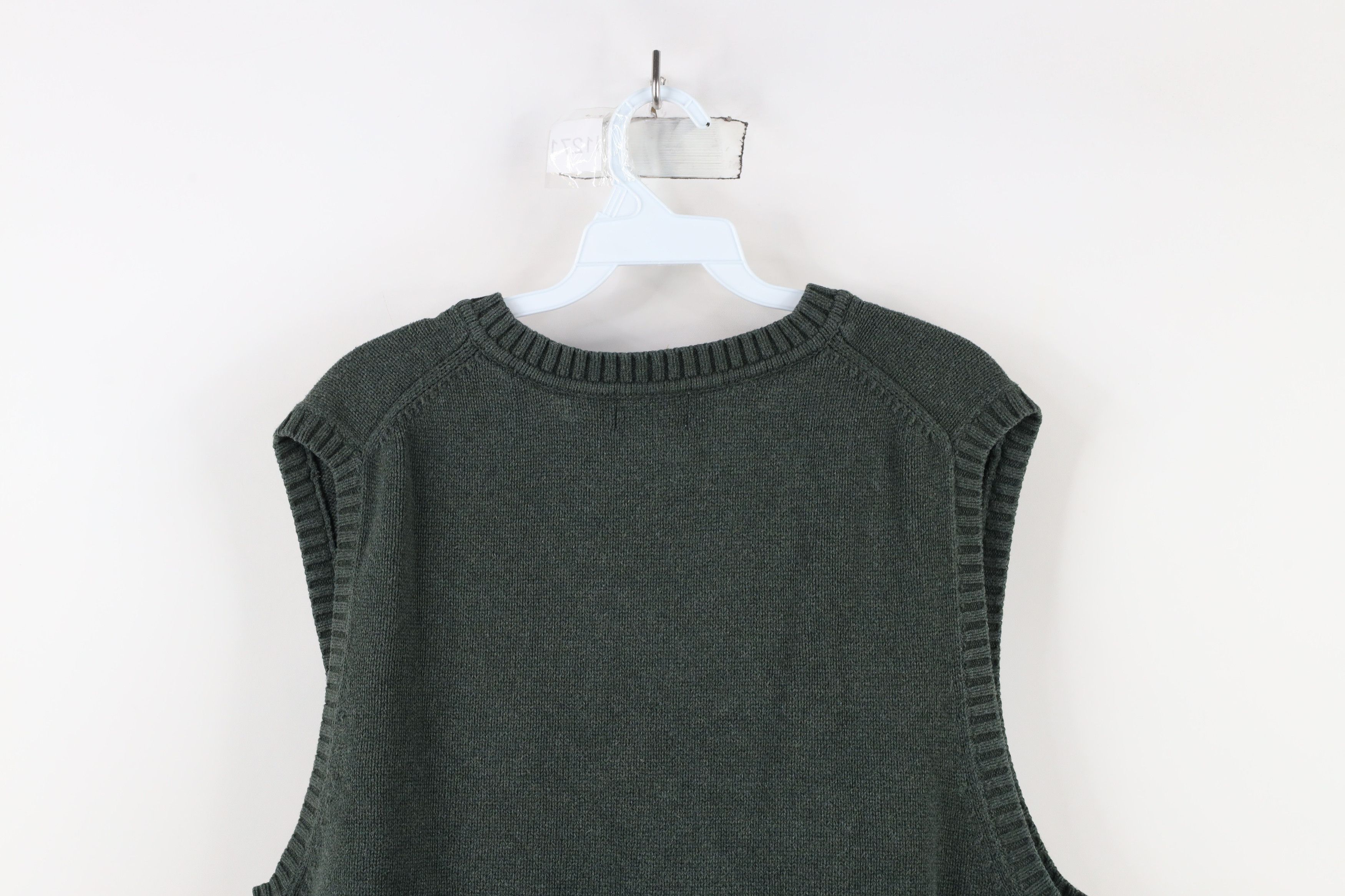L.L. Bean × Vintage Vintage 90s LL Bean Blank Cotton Knit V-Neck Sweater Vest Size US L / EU 52-54 / 3 - 9 Thumbnail