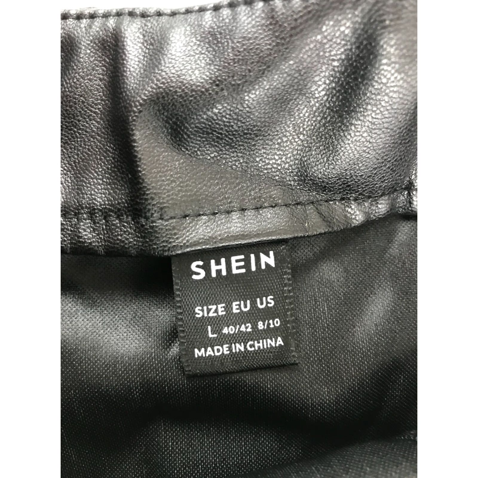 Shein SheIn Skirt Women L Black Faux Leather A-Line Zip Pockets Belted Size 36" / US 14 / IT 50 - 5 Thumbnail