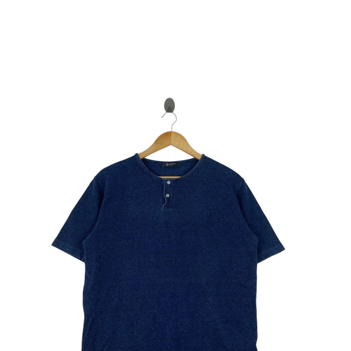 NANO universe NANO UNIVERSE BASE Collection Japan Indigo Henley Tee Shirt Size M / US 6-8 / IT 42-44 - 2 Thumbnail