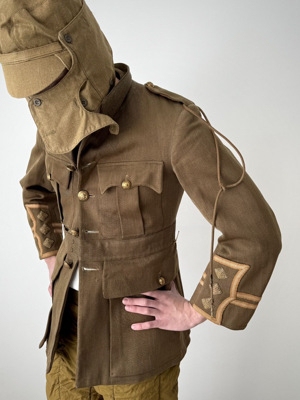 Vintage WW1 British Army Officers Cuff Rank Service Dress Tunic Size US S / EU 44-46 / 1 - 4 Thumbnail