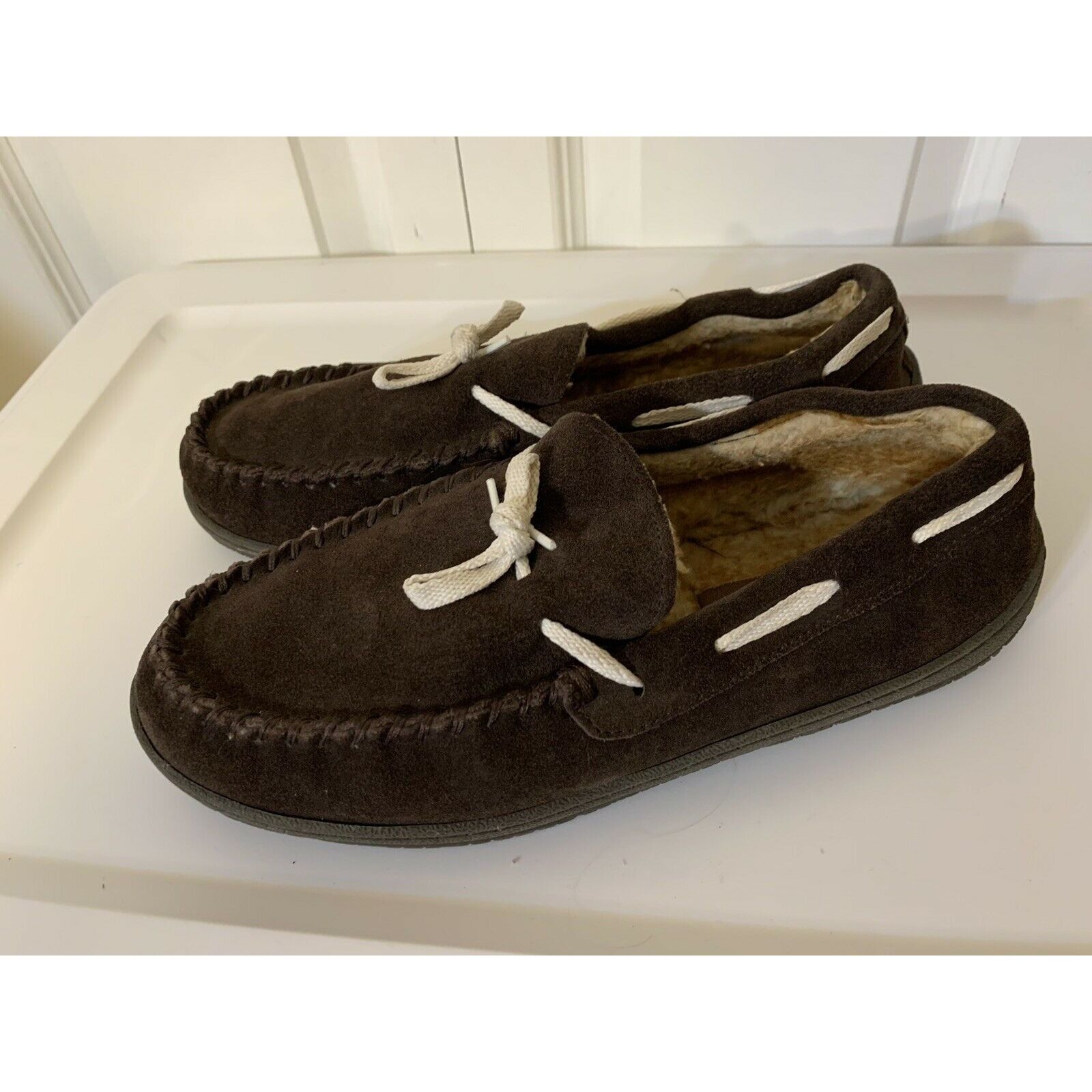 Florsheim Florsheim Men’s Sz 9M Cozzy Tie Chocolate Moccasin Slippers Size US 9 / EU 42 - 4 Thumbnail