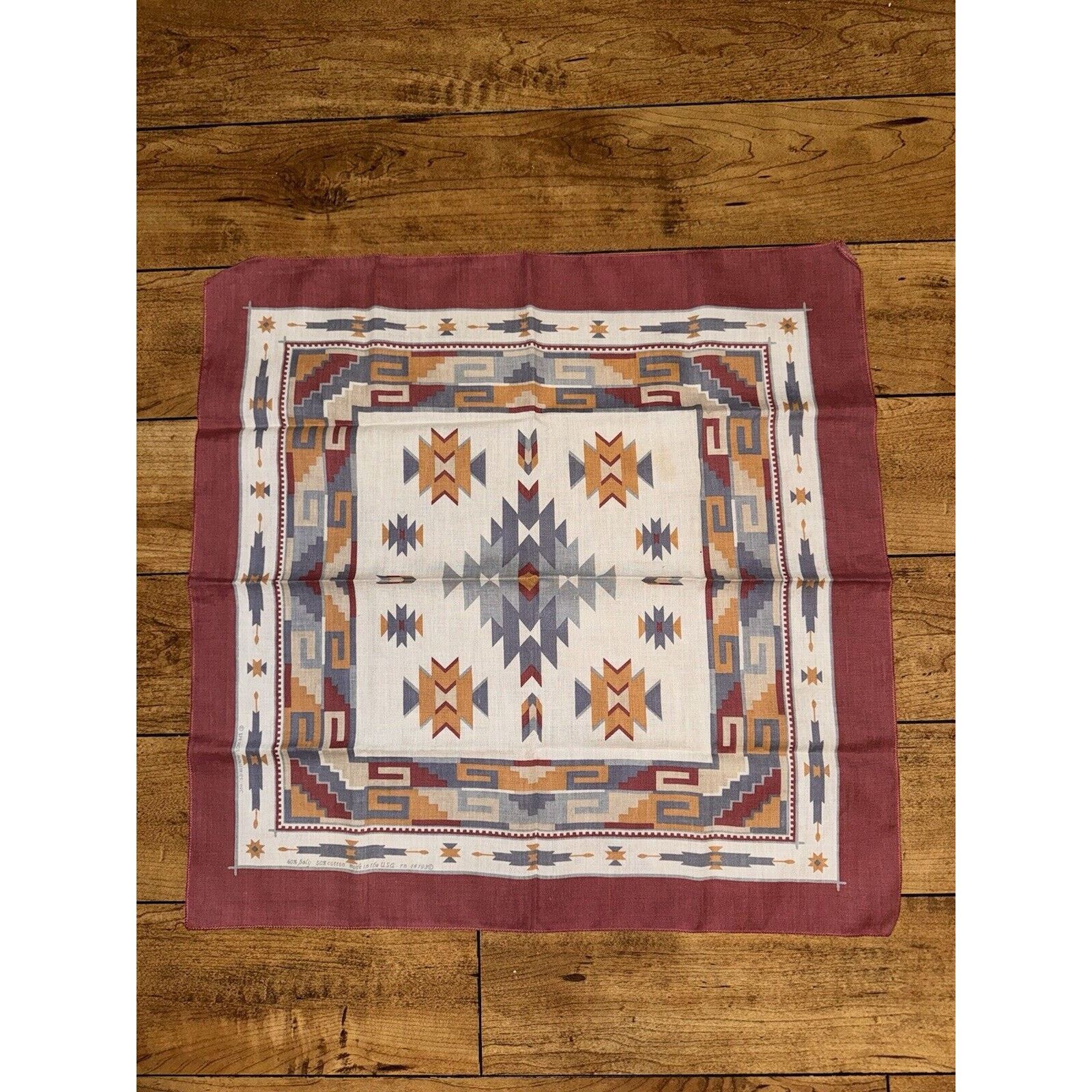 Native × Vintage × Western Mountaineering Vintage Native American Western Bandana Pocket Square Maroon Size ONE SIZE - 2 Thumbnail