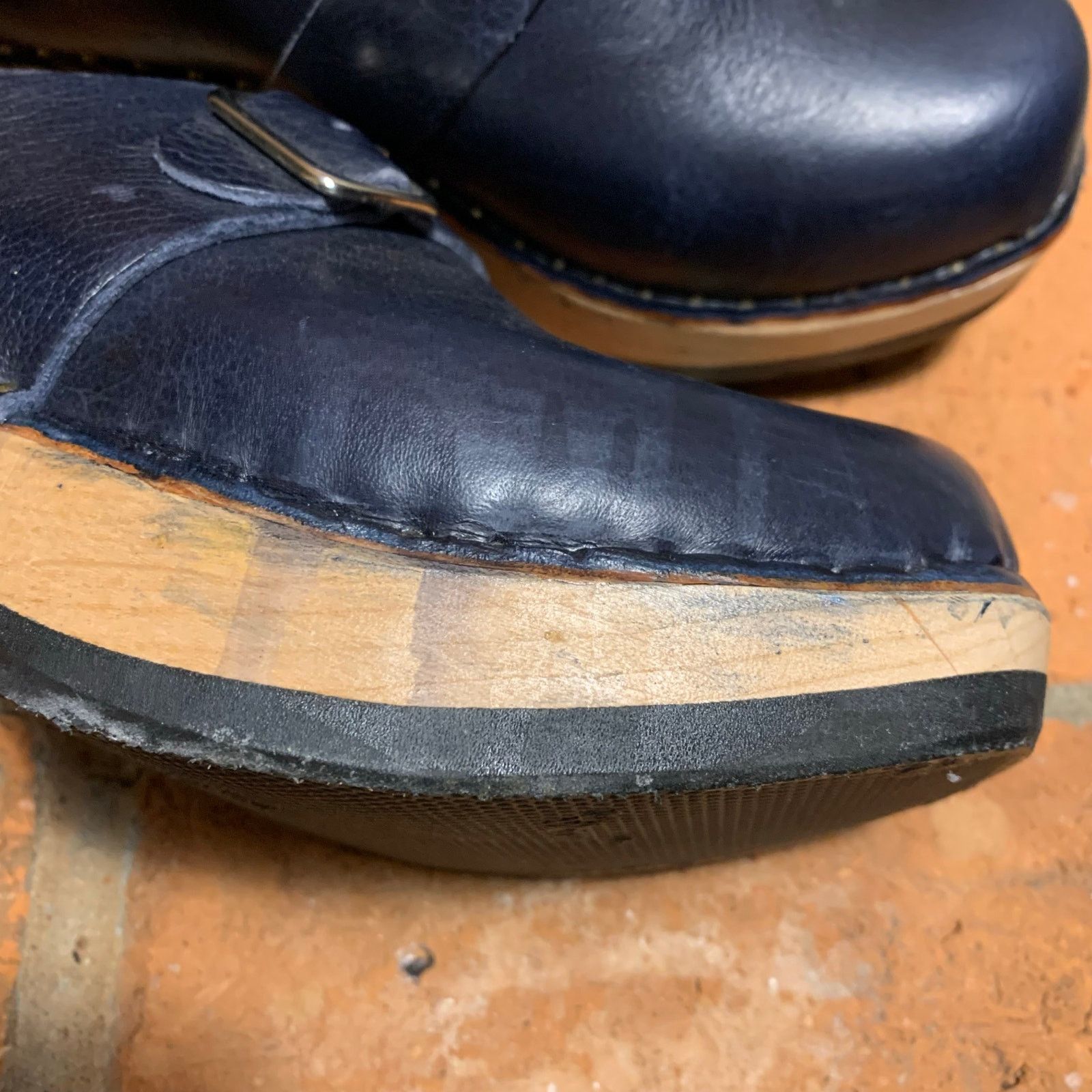 Other Multnomah Leather Shop Navy Blue Leather Wood Clogs 8.5/9 Size US 9 / IT 39 - 5 Thumbnail