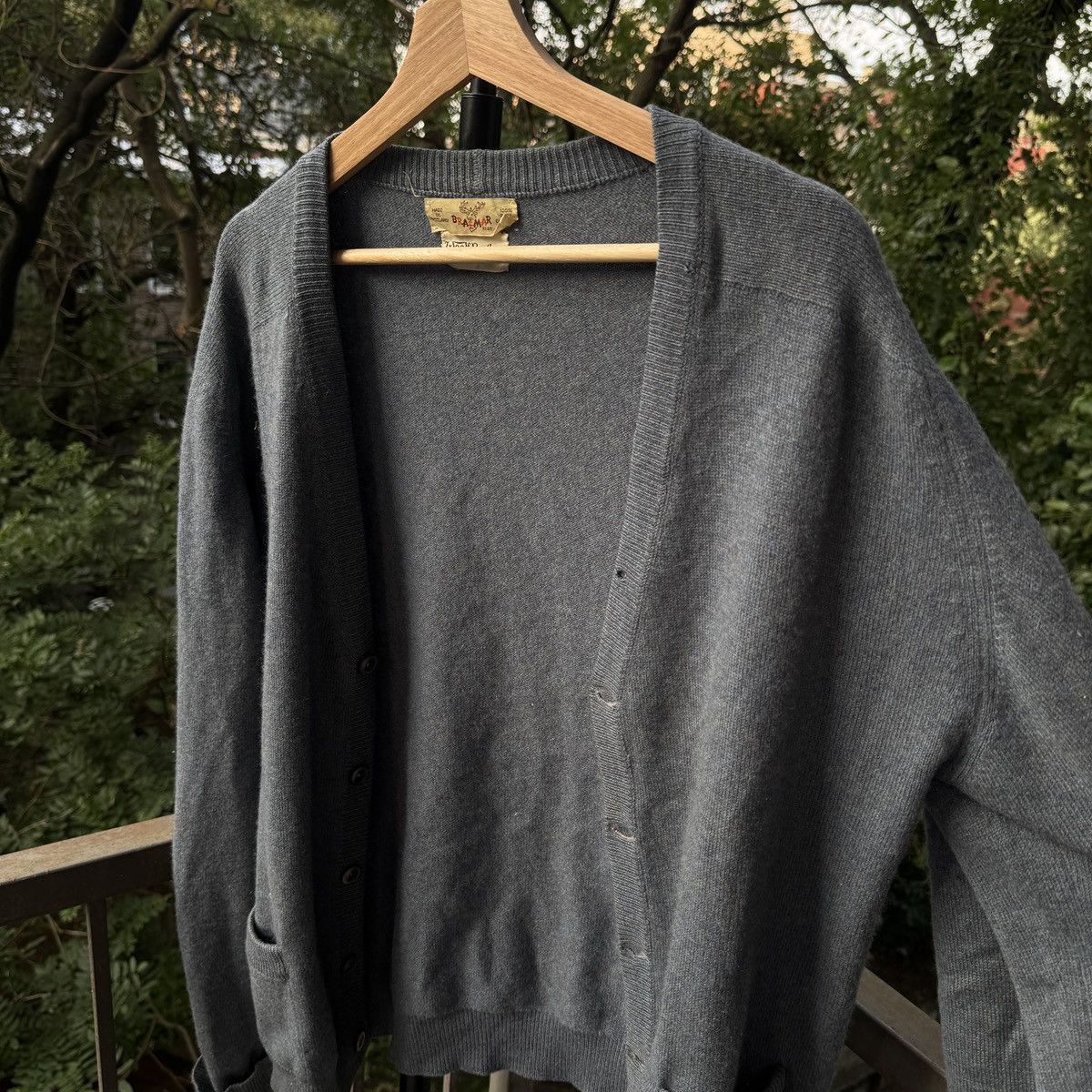 Vintage 60s Cashmere Faded Cardigan Sweater ERD Grunge Chrome Size US XL / EU 56 / 4 - 5 Thumbnail