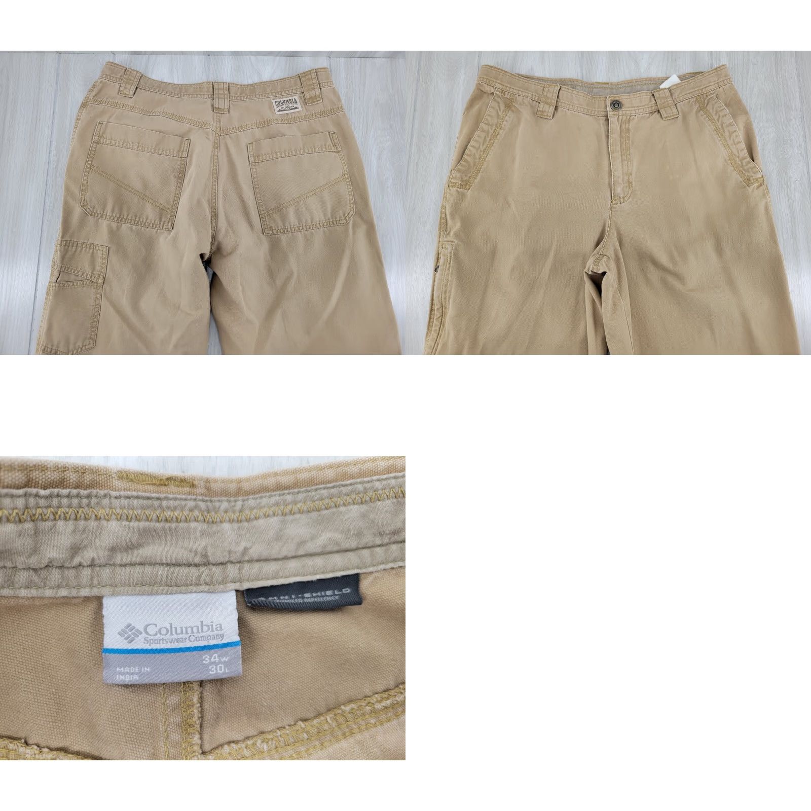 Vintage VINTAGE? No — Columbia Omni-Shield Khaki Pants Mens 34x30 Beige Cargo Pocket Outdoor Cotton Size US 34 / EU 50 - 8 Thumbnail