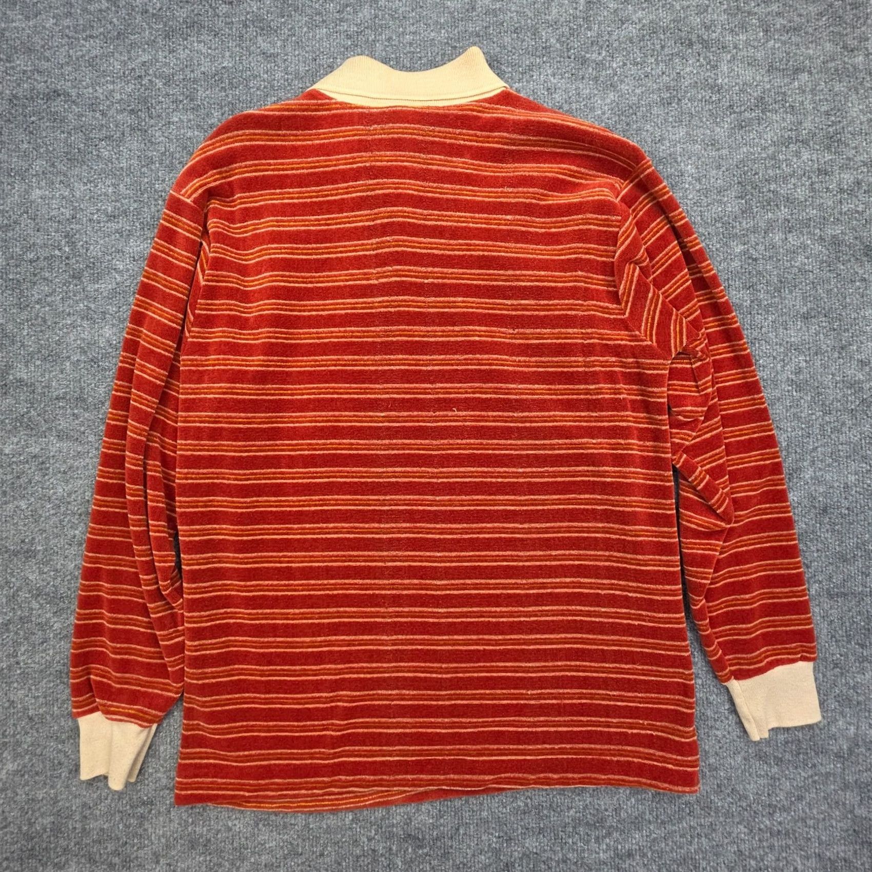 Velour VINTAGE Dorado Shirt Henley Long Sleeve Striped Men's Medium Orange Velour USA Shirt Mens Size US M / EU 48-50 / 2 - 2 Thumbnail