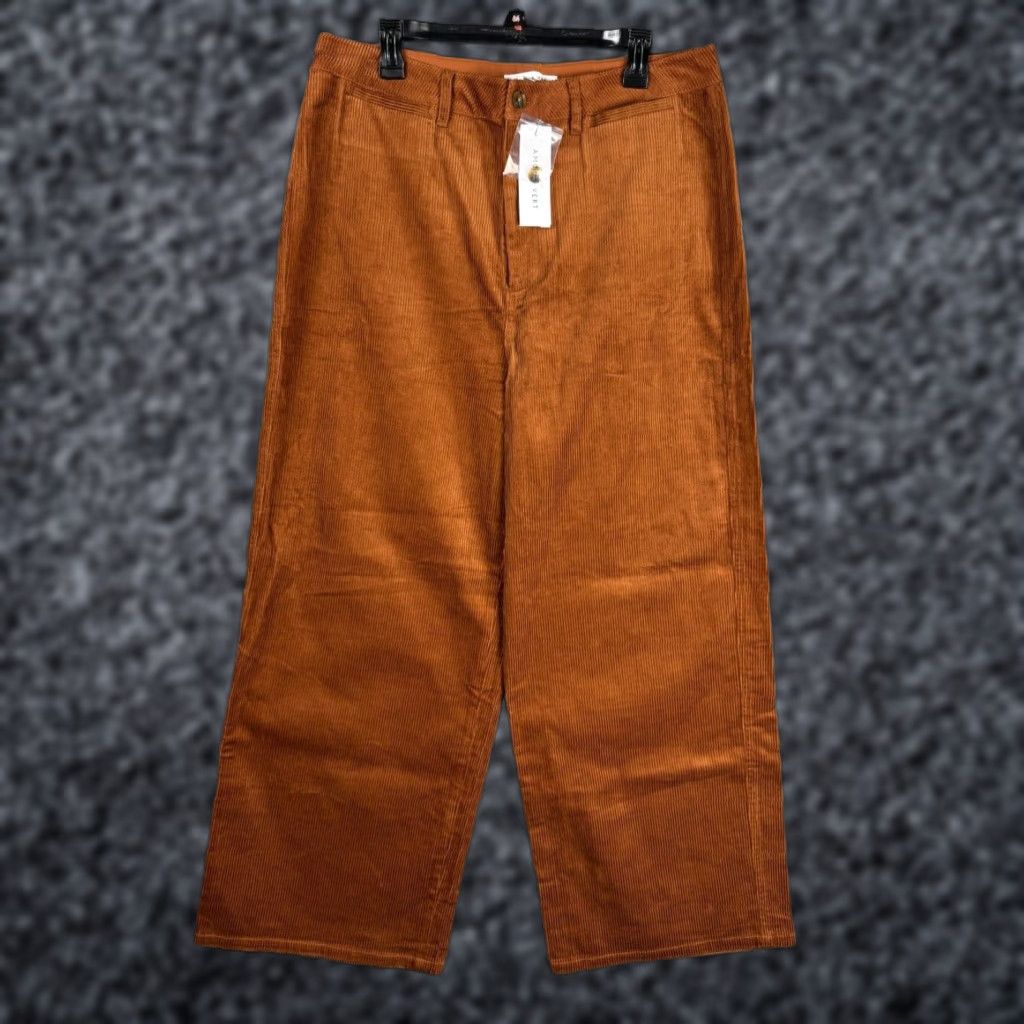 Vintage Amour Vert Pants Women's 12 Brown Wide Leg Utility Corduroy Relaxed NWT Size 34" / US 12 / IT 48 - 1 Thumbnail