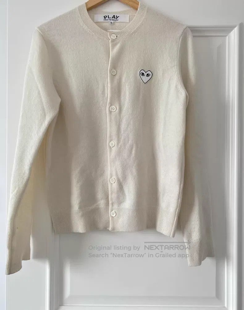 Comme des Garcons Comme des Garcons Wool Love Heart Knit Sweater, Beige Size S / US 4 / IT 40 - 1 Thumbnail