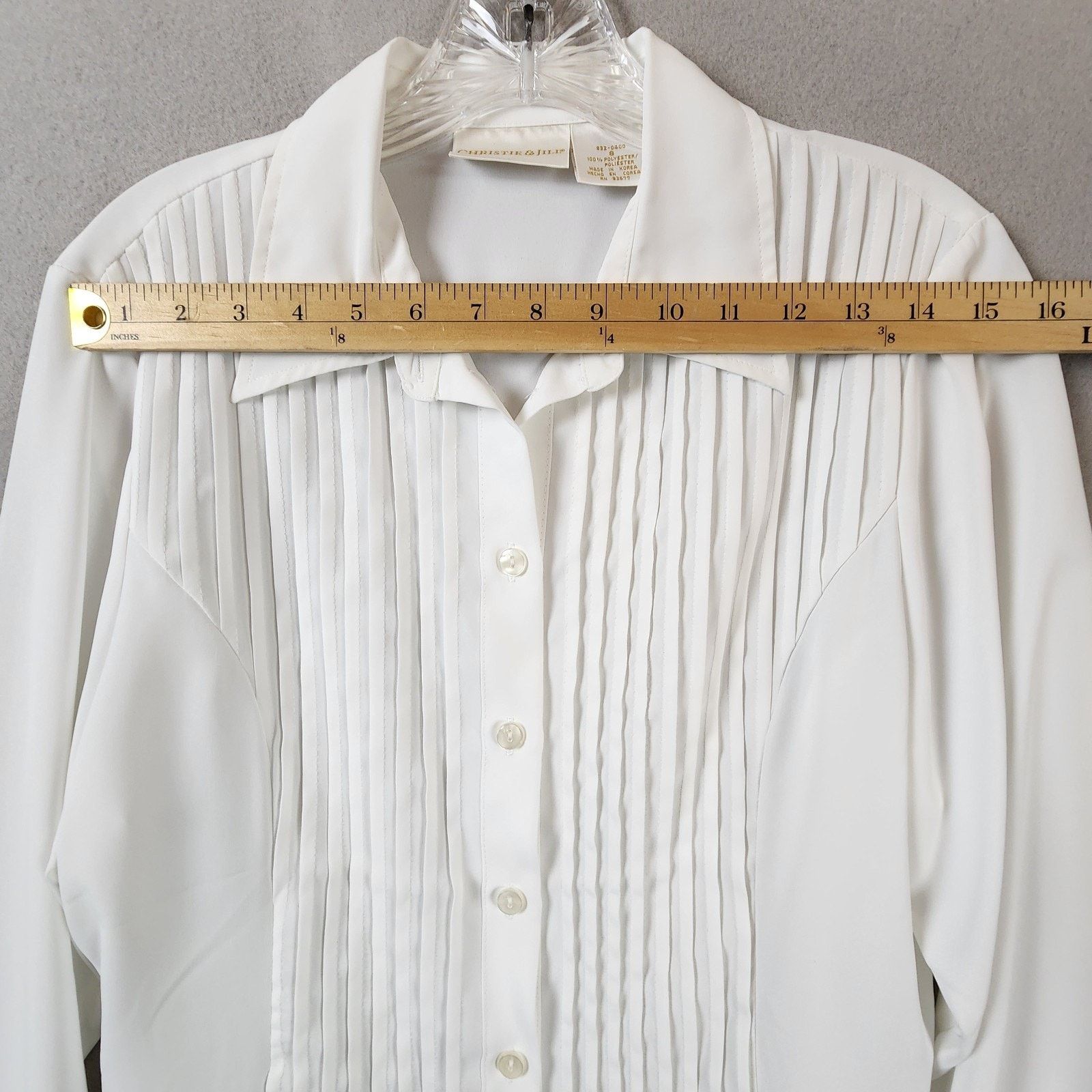 Other Christie & Jill Blouse Women Size 8 White Pleated Front Size M / US 6-8 / IT 42-44 - 4 Thumbnail