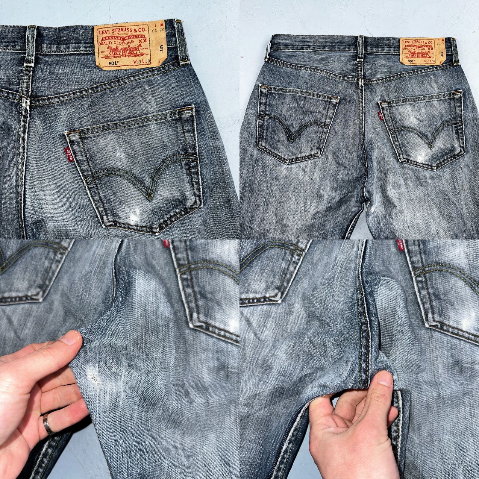 Levi's VINTAGE Levi's 501 Jeans Men Straight 33x30 Blue Med Wash 90s 501 Series Denim Cotton Size US 33 - 10 Thumbnail
