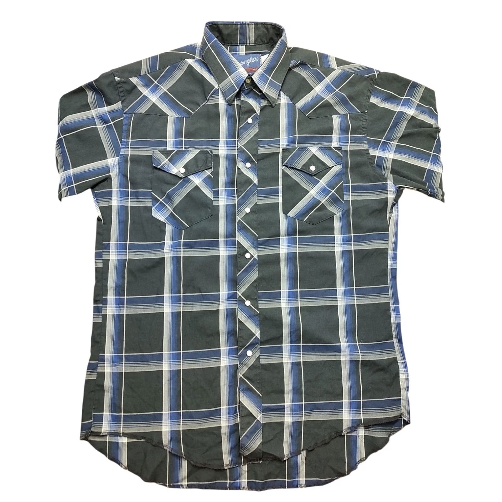 Wrangler VINTAGE Wrangler Cowboy Shirt Plaid Pearl Snap Long Sleeve Mens 16 X-Long Tails Size US L / EU 52-54 / 3 - 2 Thumbnail