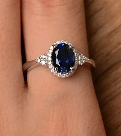 Other Silver Synthetic Sapphire and Cubic Zirconia Ring Size 7 Size ONE SIZE - 2 Thumbnail