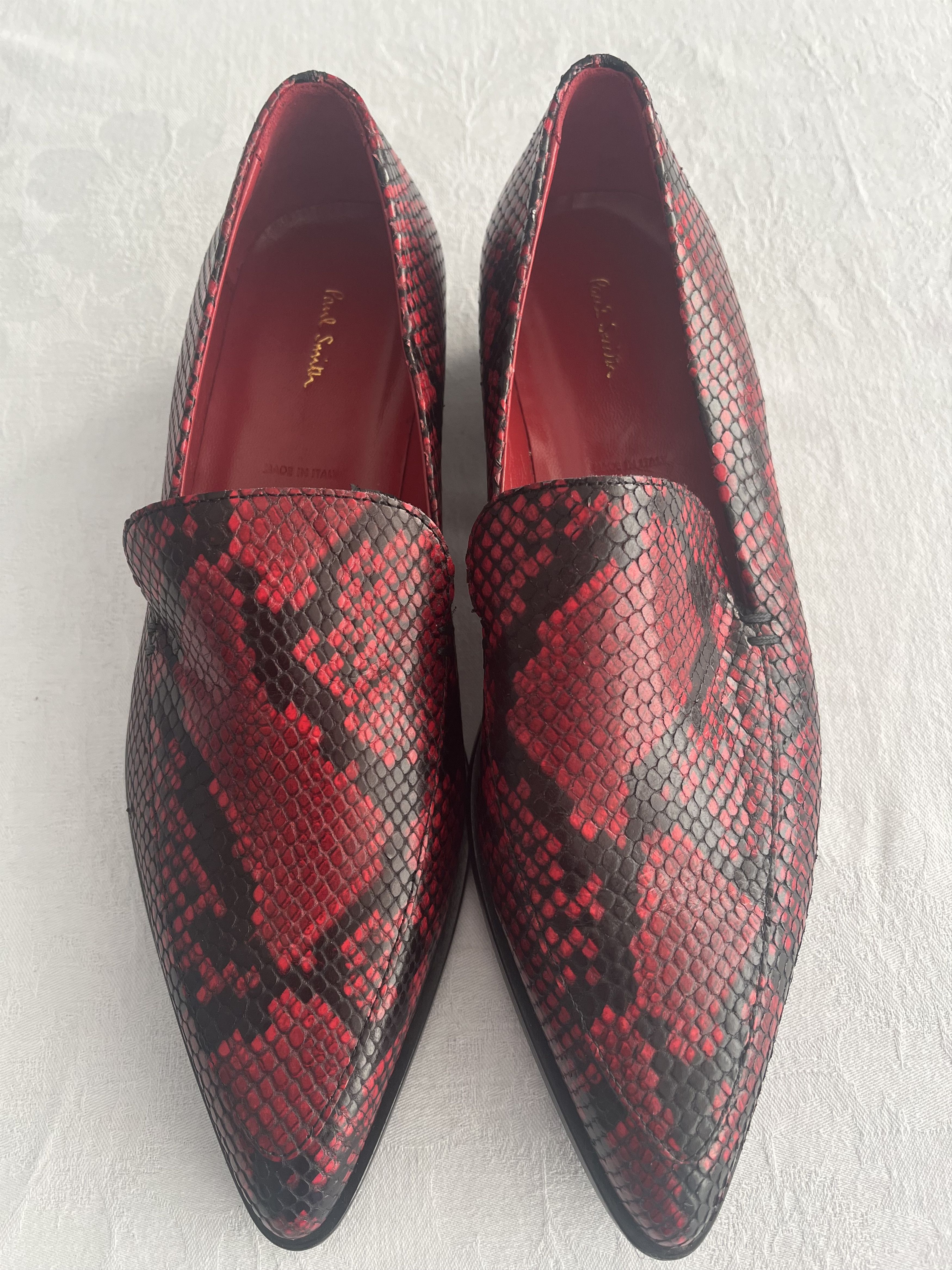 Paul Smith Red and black leather snakeskin design loafers/flats Size US 10 / IT 40 - 1 Thumbnail