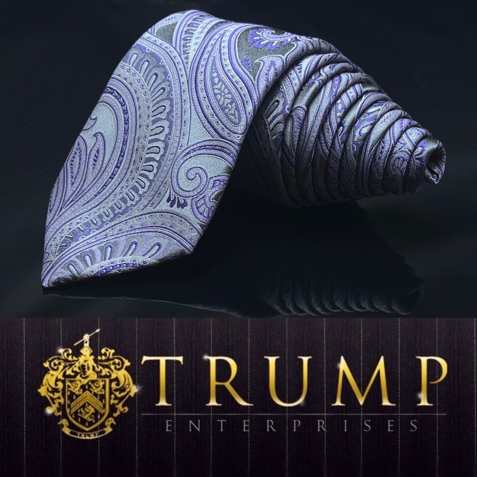 Donald Trump Donald Trump Tie Purple Silver Paisley Silk Signature Collec Size ONE SIZE - 1 Thumbnail