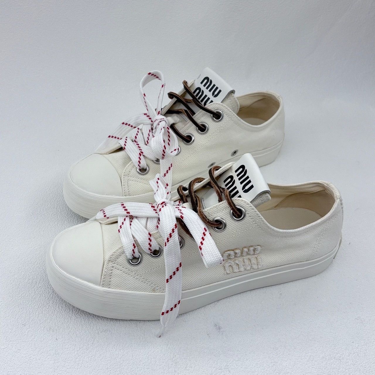 Miu Miu Miu Miu Casual White Lowtop Sneakers us_6 Women Size US 6 / IT 36 - 1 Thumbnail