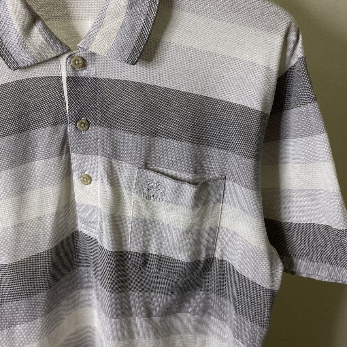 Burberry Vintage 90s Burberrys Stripes Polo T Shirt Size US L / EU 52-54 / 3 - 2 Thumbnail