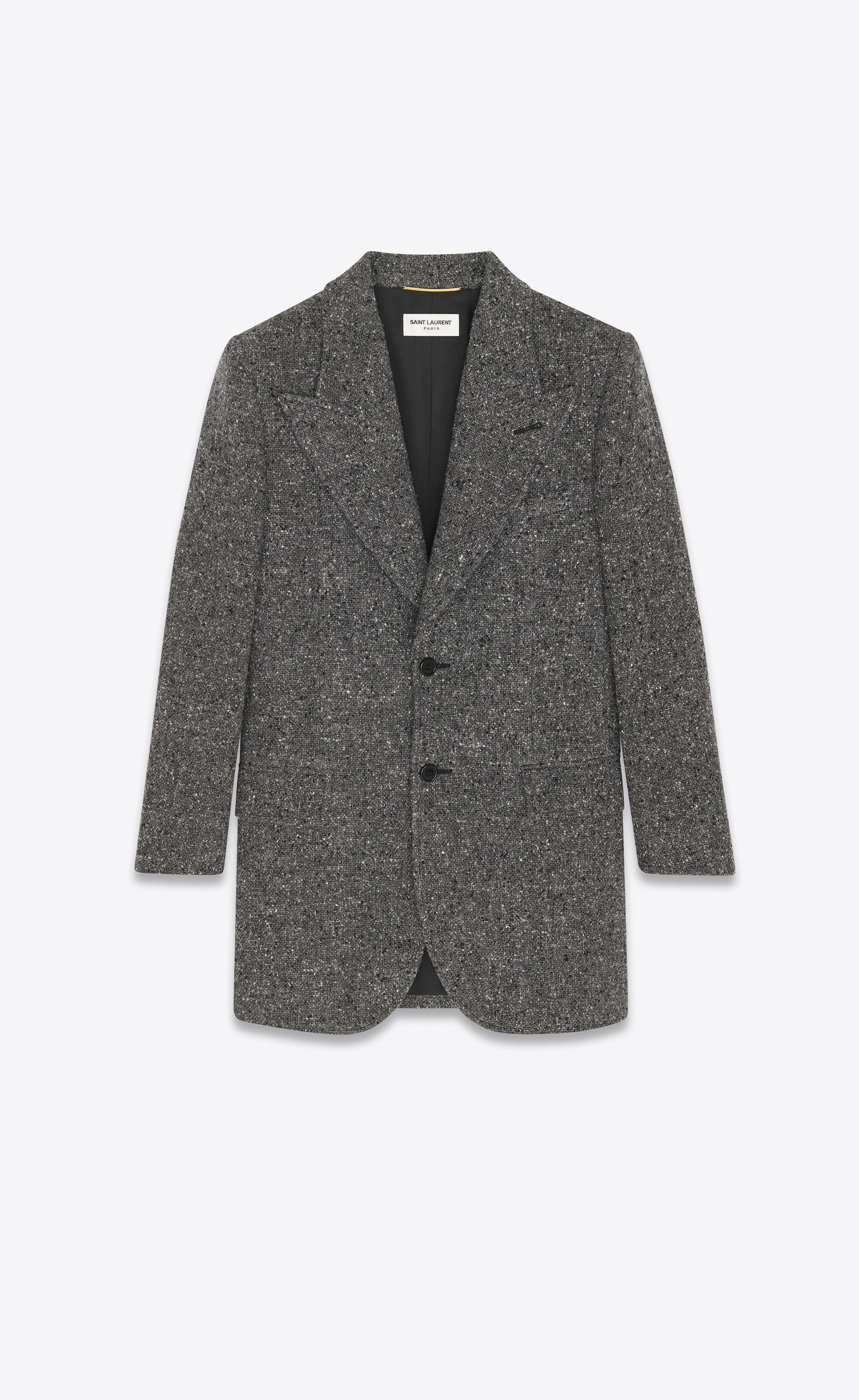Saint Laurent Paris o1bcso1str1224 Single Breasted Jacket In Tweed in Grey Size XXL / US 16-18 / IT 52-54 - 1 Thumbnail