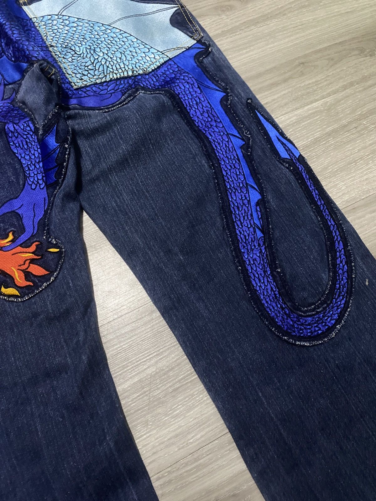 RMC Jeans Rmc x Yoropiko - Limited Edition Blue Hungry Dragon Denim Size US 33 - 3 Thumbnail