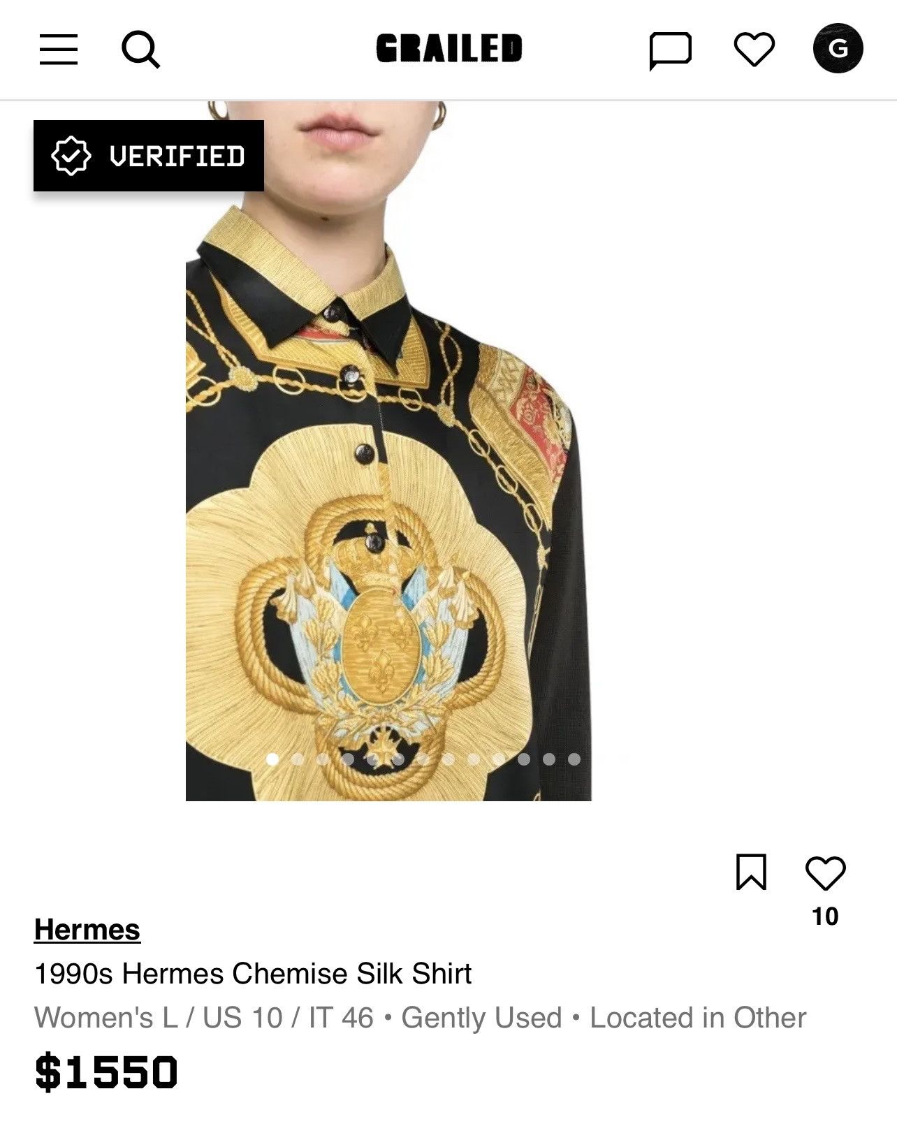Hermes 1990s Hermes Chemise Silk Shirt Size L / US 10 / IT 46 - 16 Thumbnail