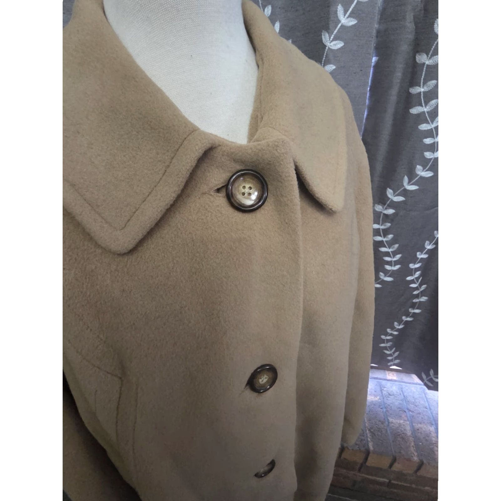 Camel VINTAGE UnionMade Coat Women's Long Camel Beige 100% Cashmere L/XL 1950s Size L / US 10 / IT 46 - 4 Thumbnail