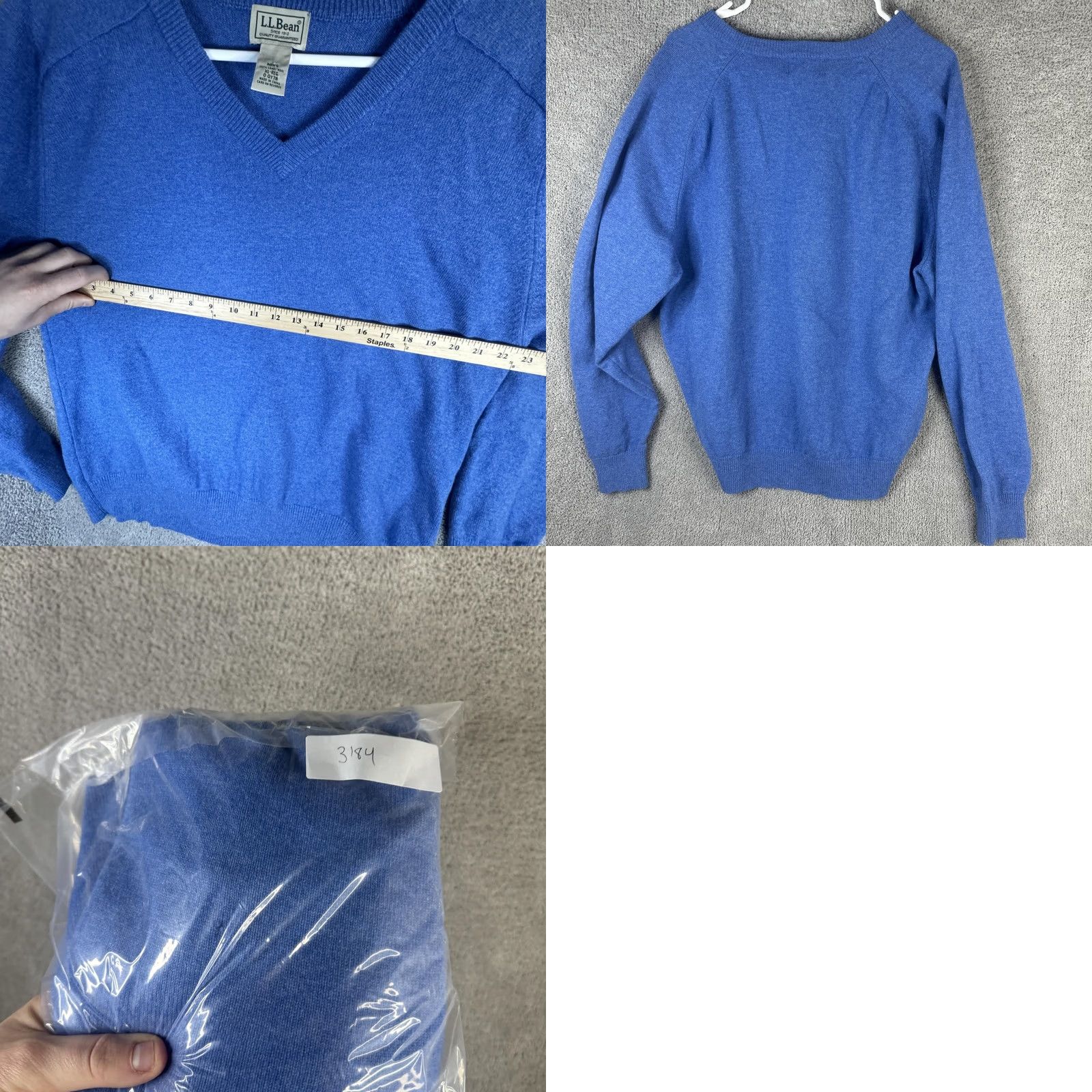 Vintage L.L. Bean Sweater Mens XL Blue 100% Lambswool V-Neck Pullover Knit Solid Tight-Knit Wool Pullover Mens XL Regulations? Size US XL / EU 56 / 4 - 9 Thumbnail