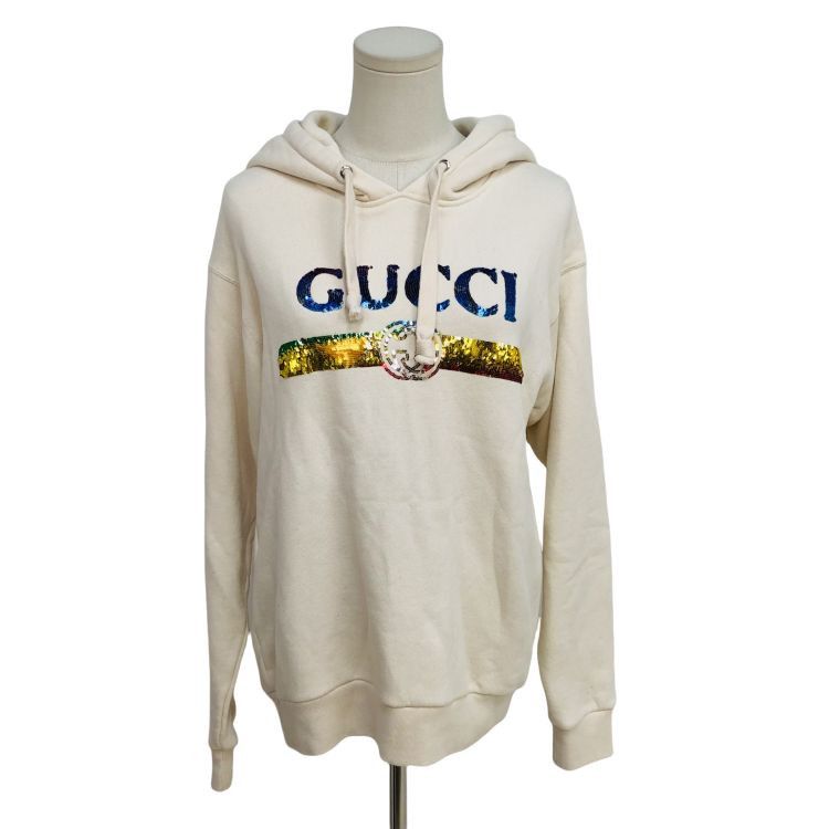 Gucci Gucci Sequin Logo Hoodie Beige Size XS Size US XS / EU 42 / 0 - 1 Thumbnail