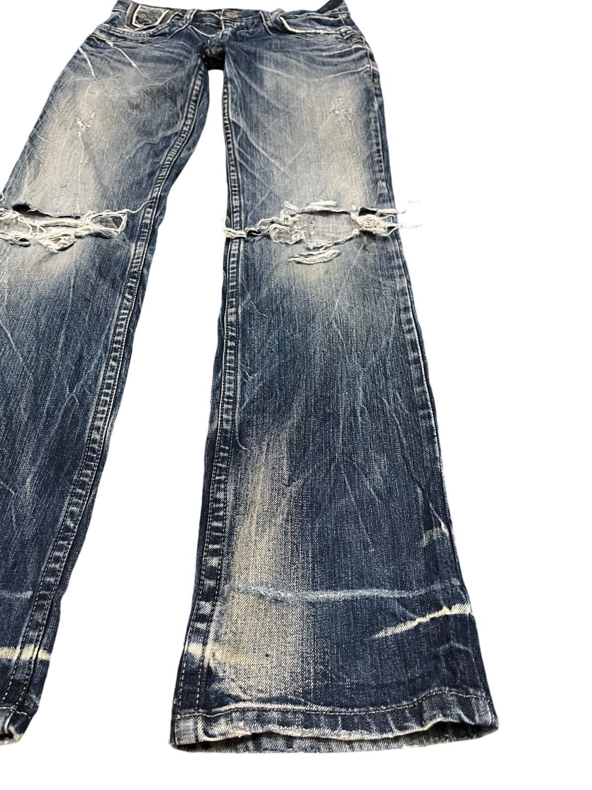 Beauty Beast Vintage Pasta Denim Flare Punk Ripped Jeans Size US 31 - 3 Thumbnail