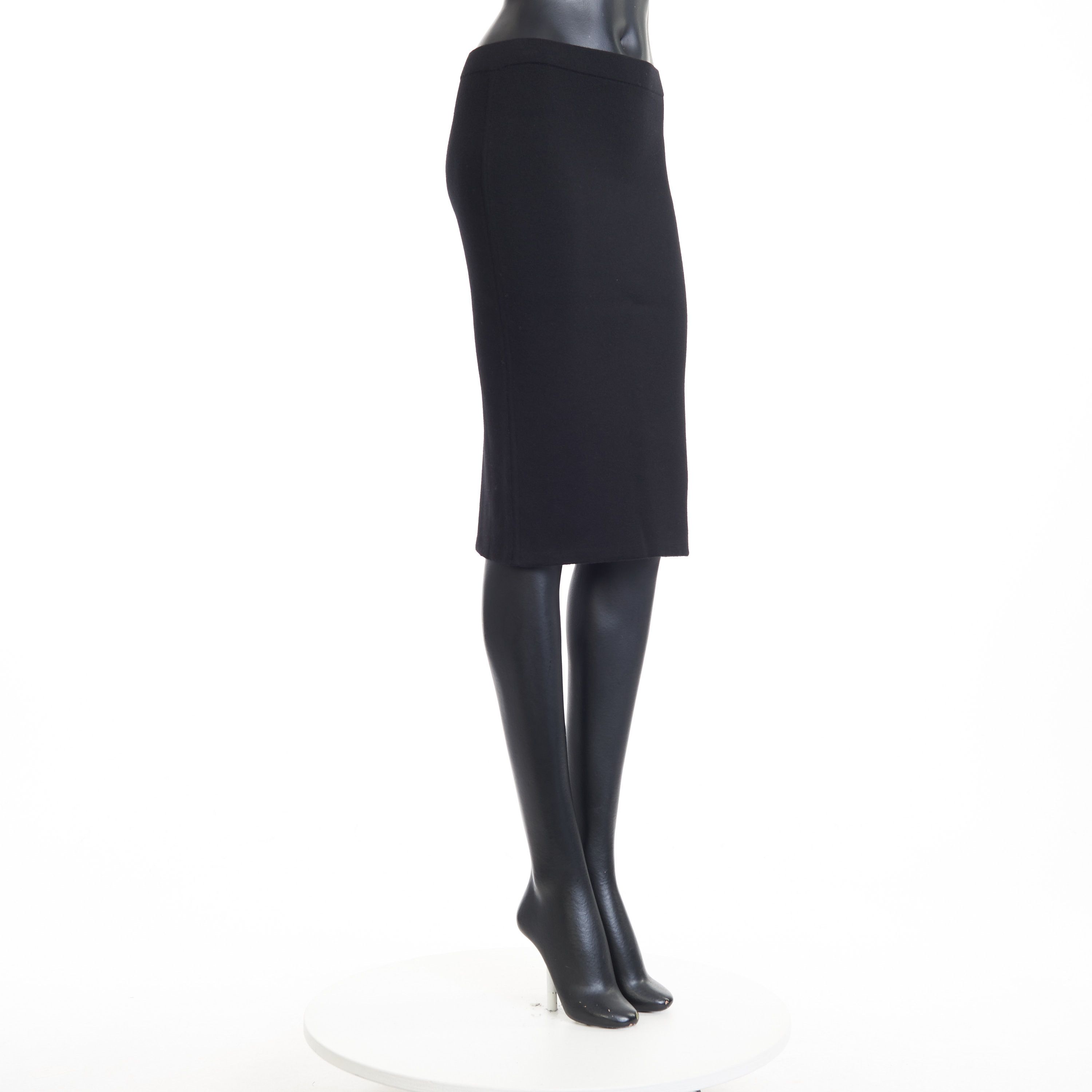 Saint Laurent Paris Black Pencil Skirt - Fine-Knit Wool Size 28" / US 6 / IT 42 - 8 Thumbnail