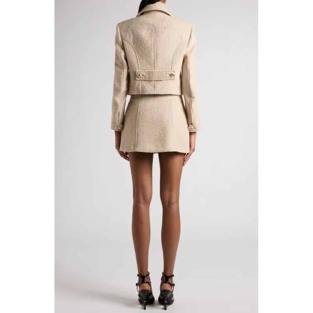 Tom Ford o1loc1c0126 CS1256 Virgin Wool Boucle Chasseur Jacket Beige Size M / US 6-8 / IT 42-44 - 3 Thumbnail