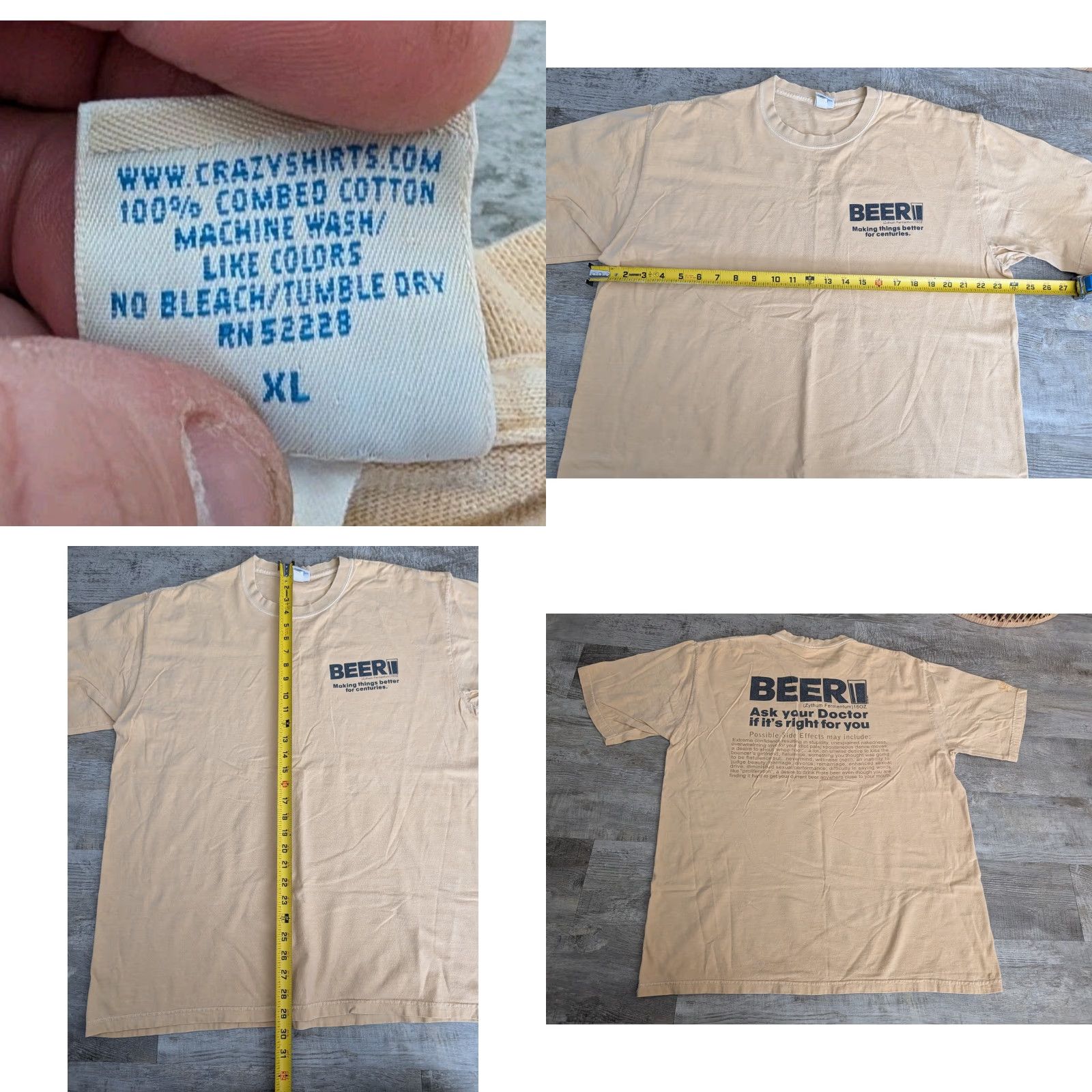 Vintage VINTAGE Crazy Shirts Hawaii T-Shirt Mens XL Tan Beer Novelty Dyed Crew Neck Short Sleeve Graphic Print 100% Cotton Men’s Size US XL / EU 56 / 4 - 8 Thumbnail