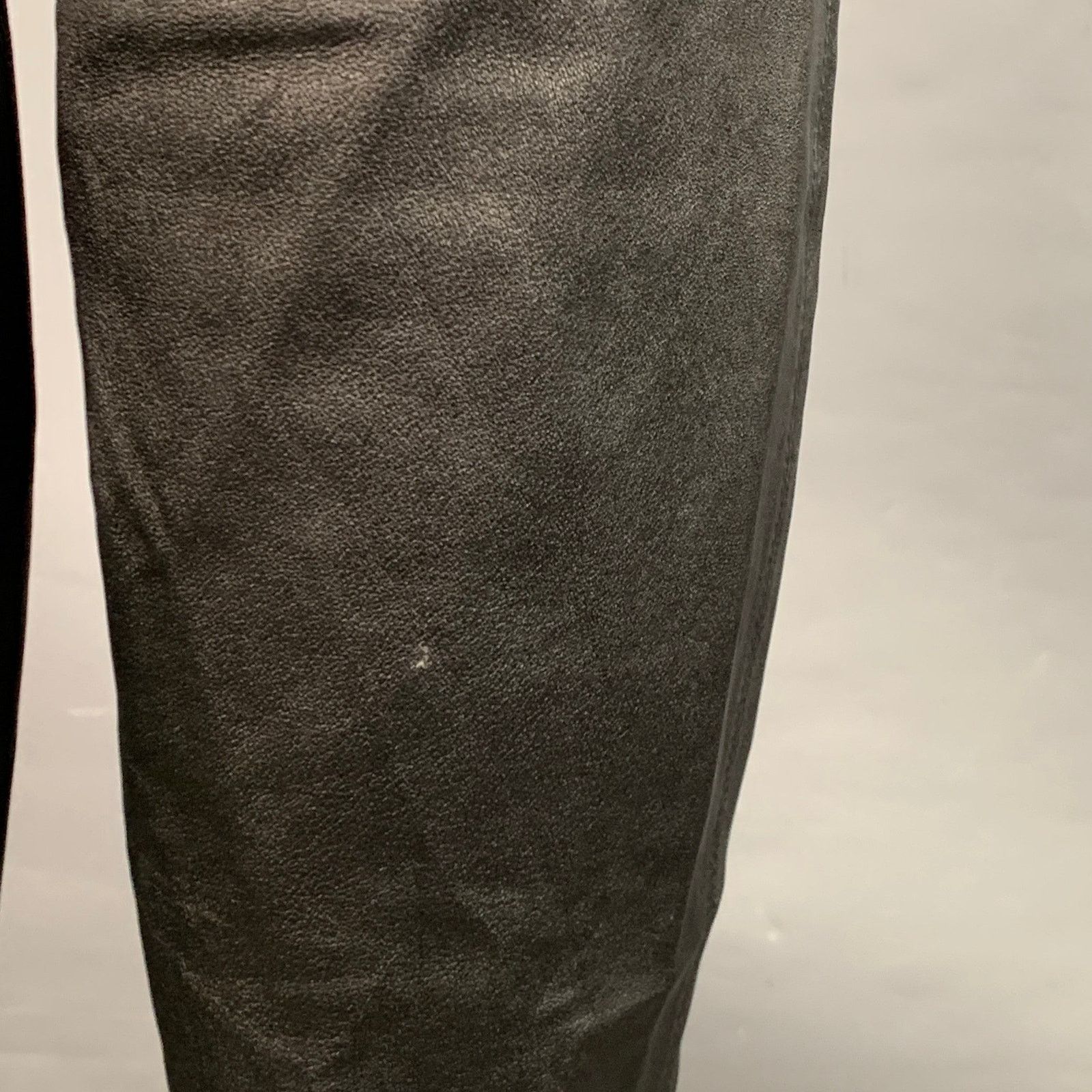 Lafayette 148 Greenwich Black Leather Lambskin Leggings Casual Pants Size 34" / US 12 / IT 48 - 3 Thumbnail